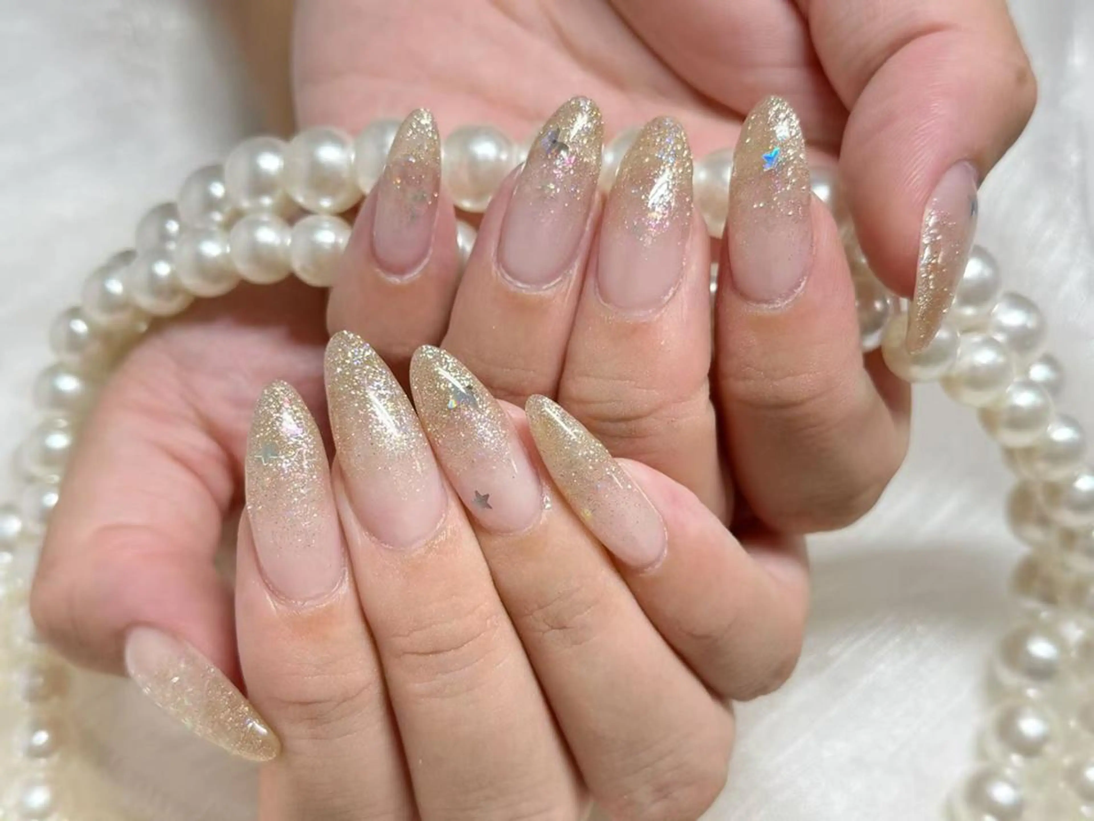 ネイル アートネイル クリアネイル 成人式 長さ出し フラッシュネイル ハンドネイル Ru na🍳のネイルデザイン