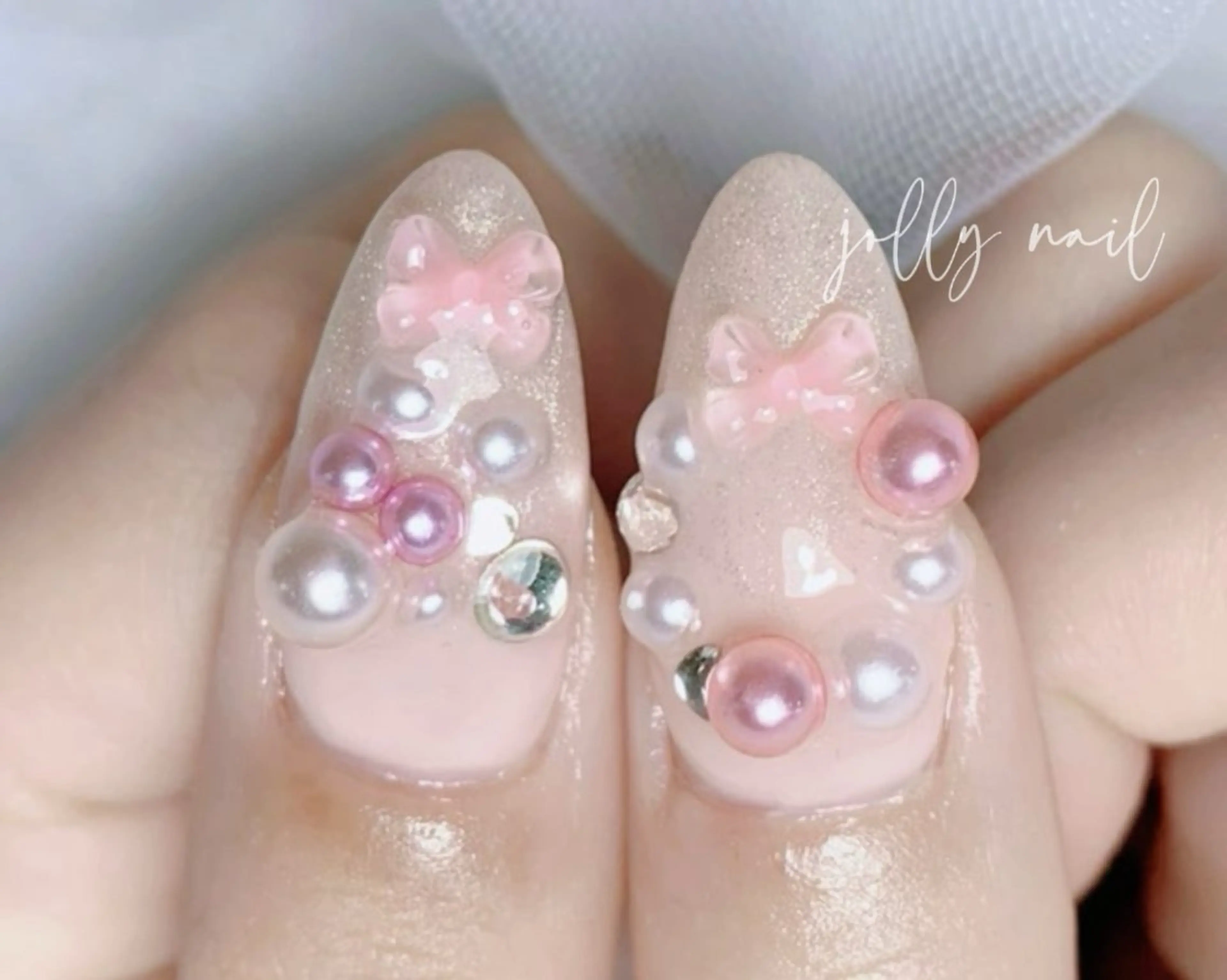 ネイル ハンドネイル Jolly チップ長さだしのネイルデザイン