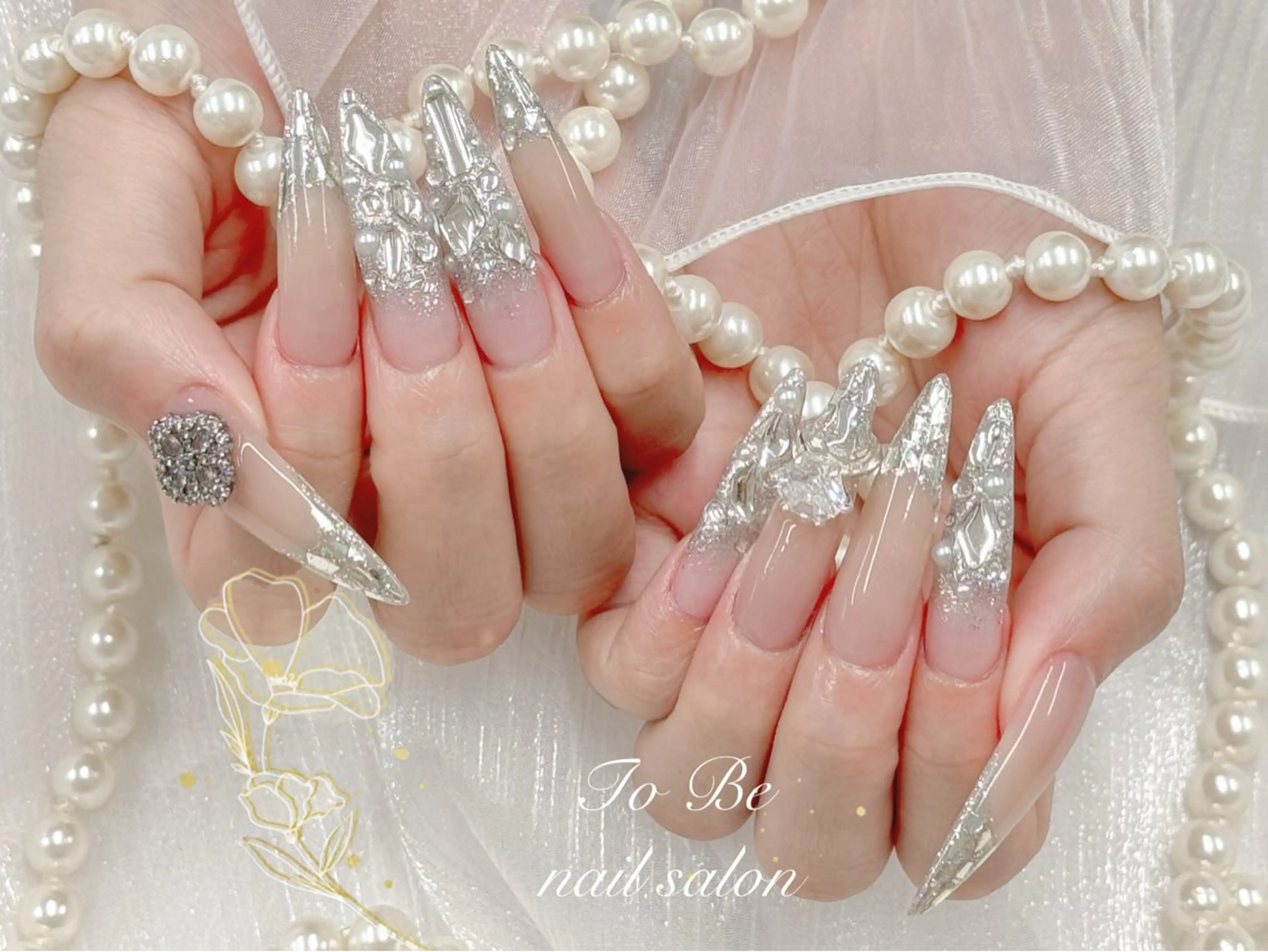 ロング ハンドネイル Nail Salon To Be珈月のネイルデザイン