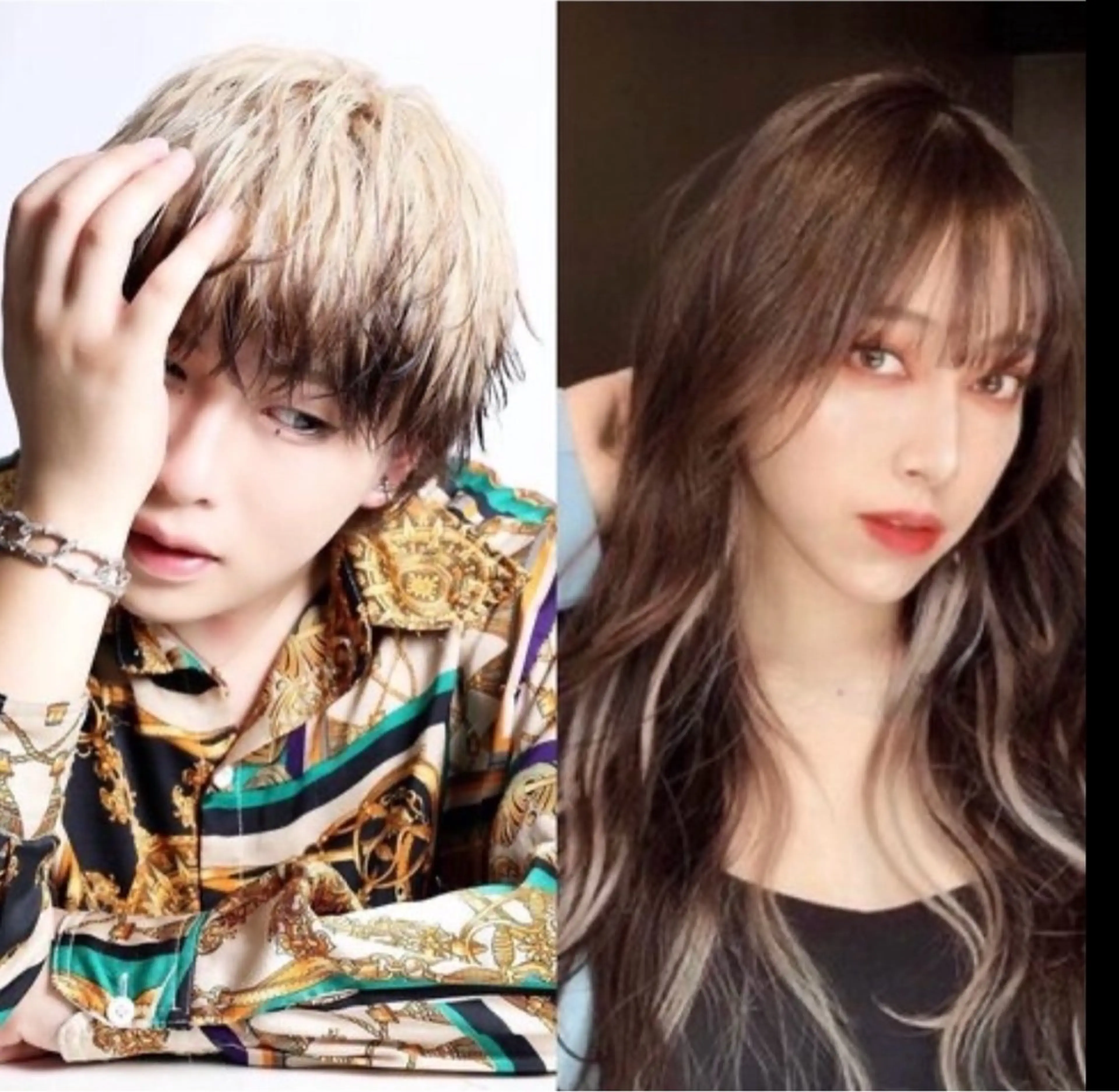 ロング カラー プルエクステ シールエクステ 黒髪 ブリーチ ダブルカラー 💎ルフレ歌舞伎町 💎プルエクステのヘアスタイル