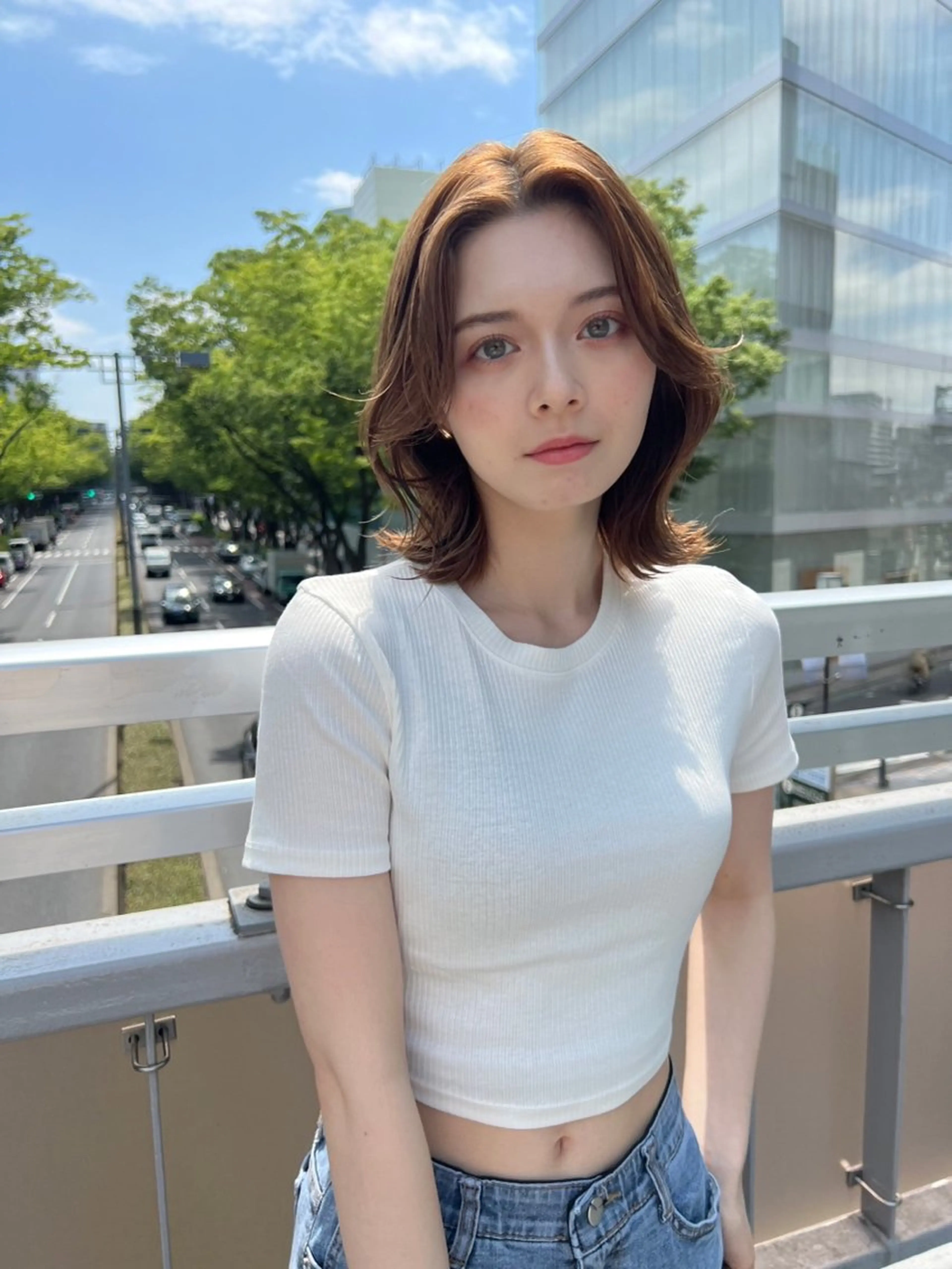 ミディアム Misaki /ボブ/縮毛矯正のヘアスタイル