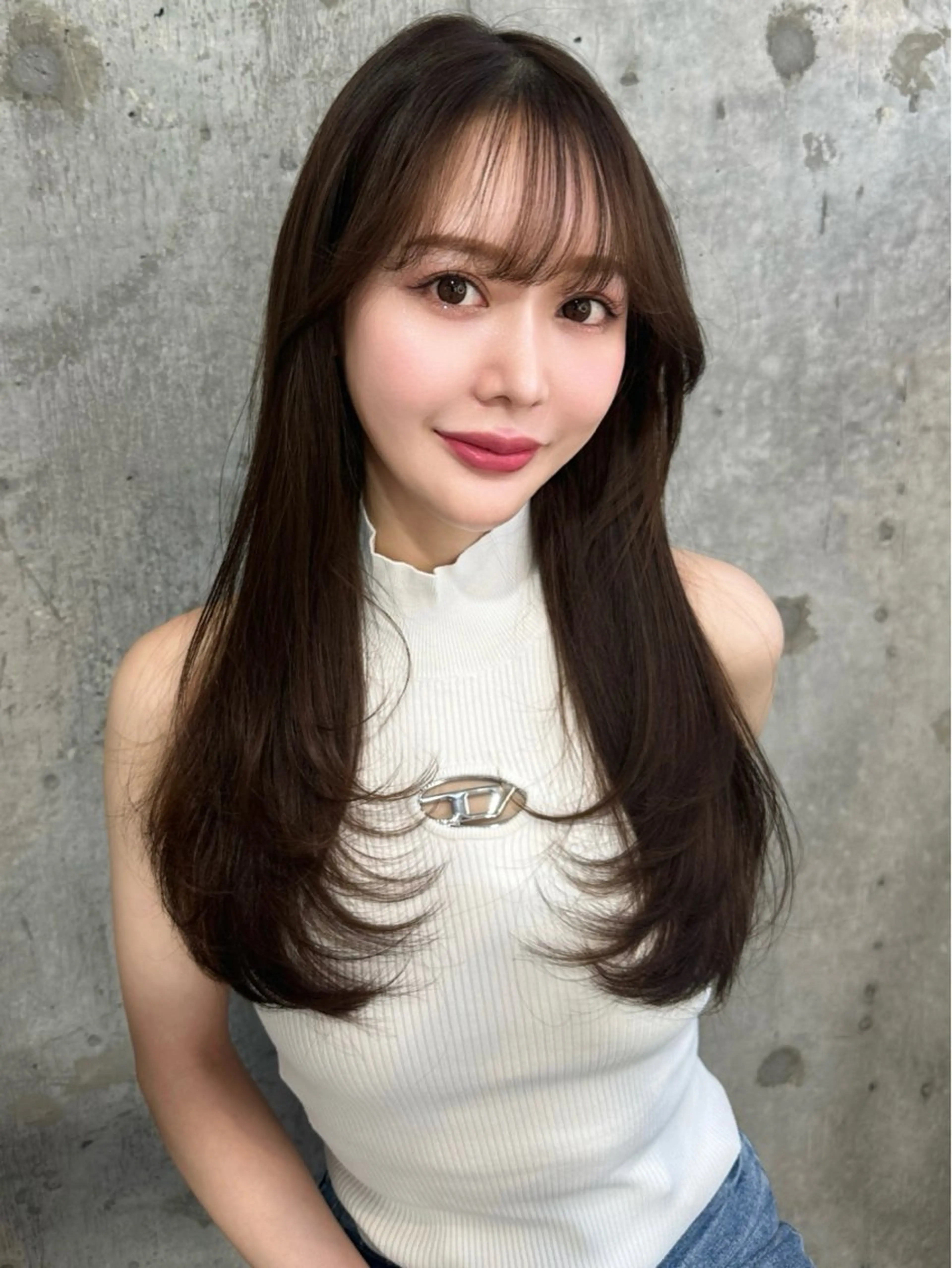 セミロング カラー 髪質改善 韓国風ヘア レイヤーカット カット ヘアカラー トリートメント 新宿/韓国風レイヤー 髪質改善/渋谷直樹のヘアスタイル