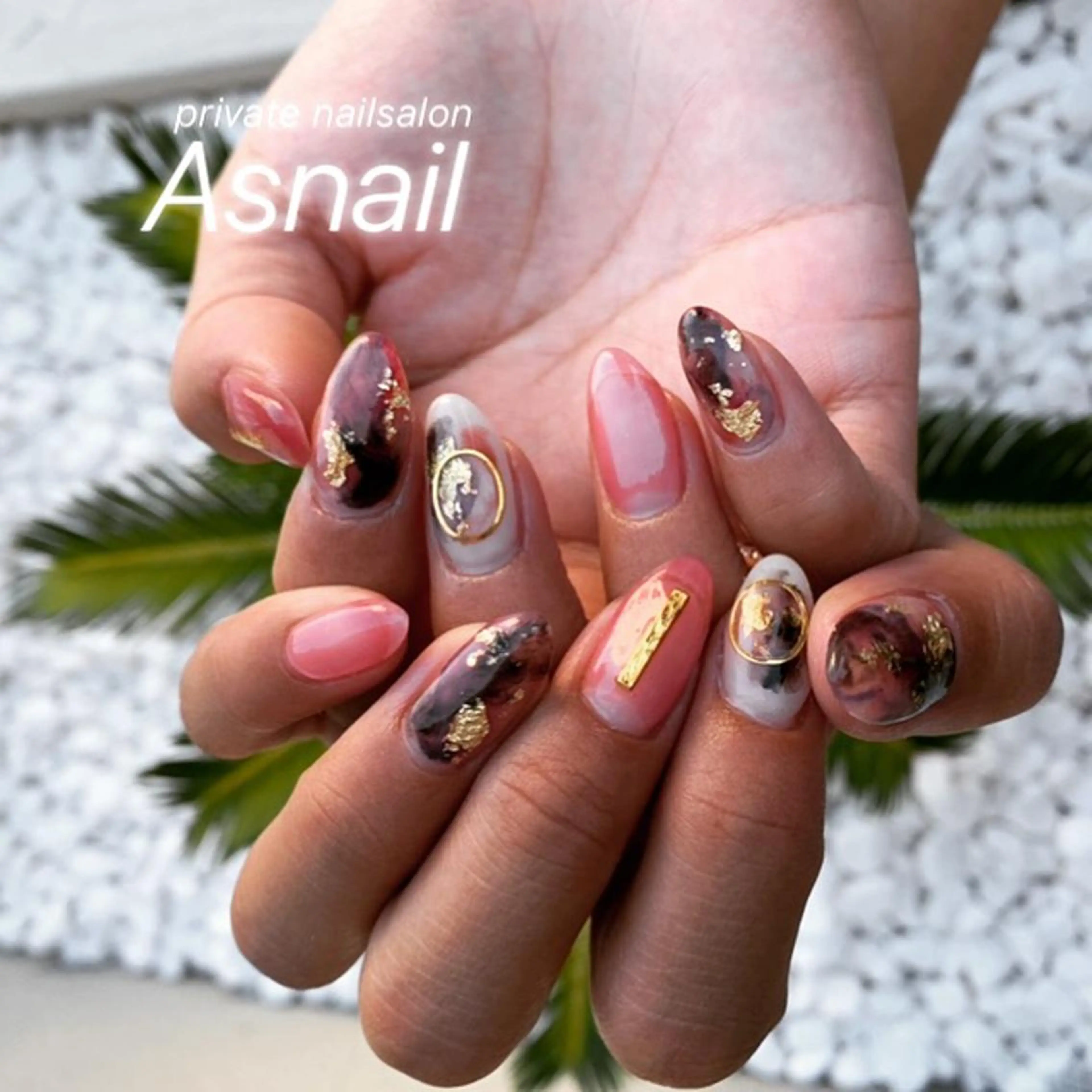 ネイル アートネイル べっ甲ネイル ミラーネイル ニュアンスネイル オフィスネイル Asnail 石川頌子のネイルデザイン