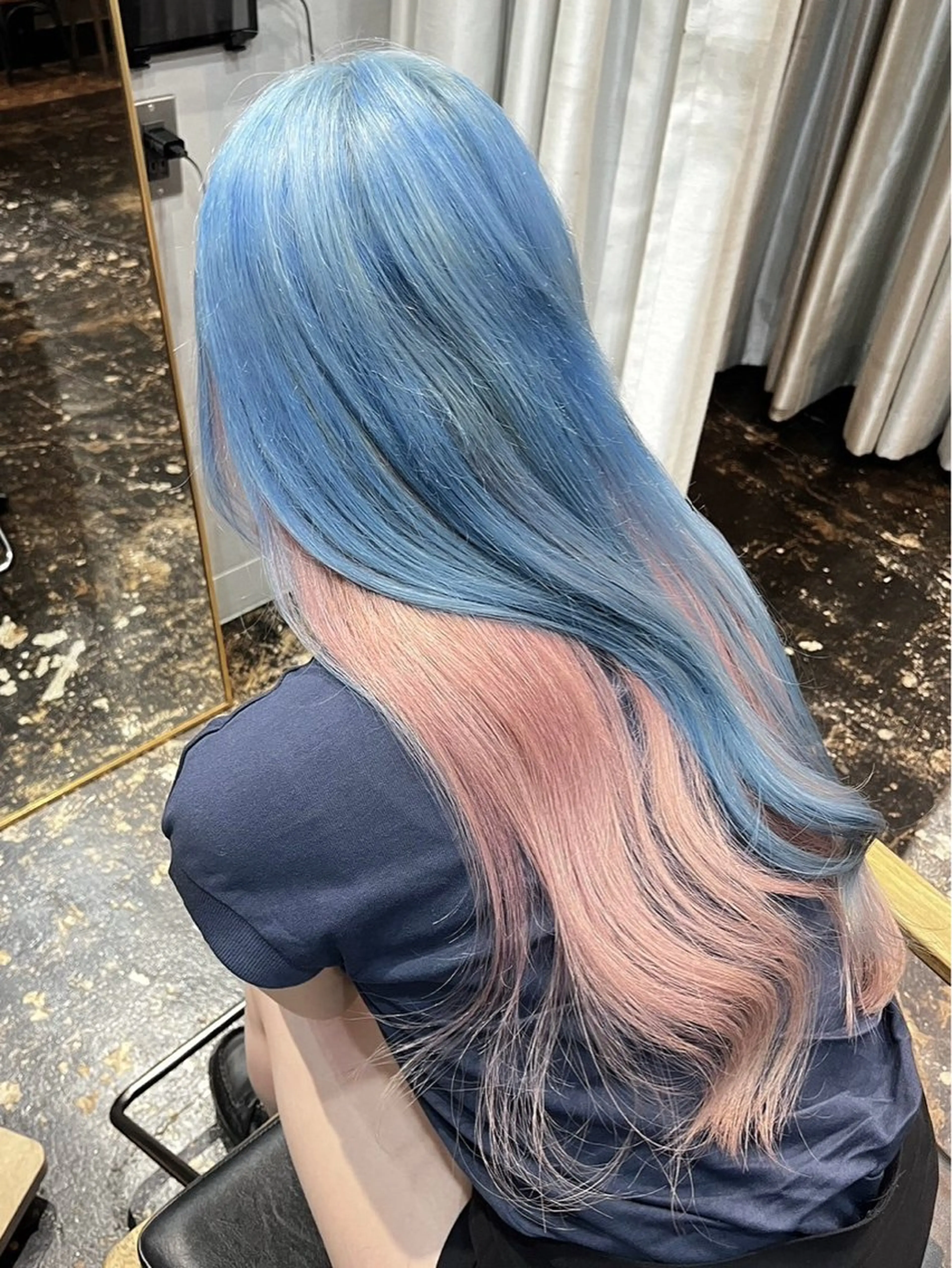 ロング カラー バレイヤージュ ブリーチ ケアブリーチ デザインカラー ダブルカラー ヘアカラー トリートメント ハイトーン/韓国風/ 艶髪/吉祥寺のヘアスタイル