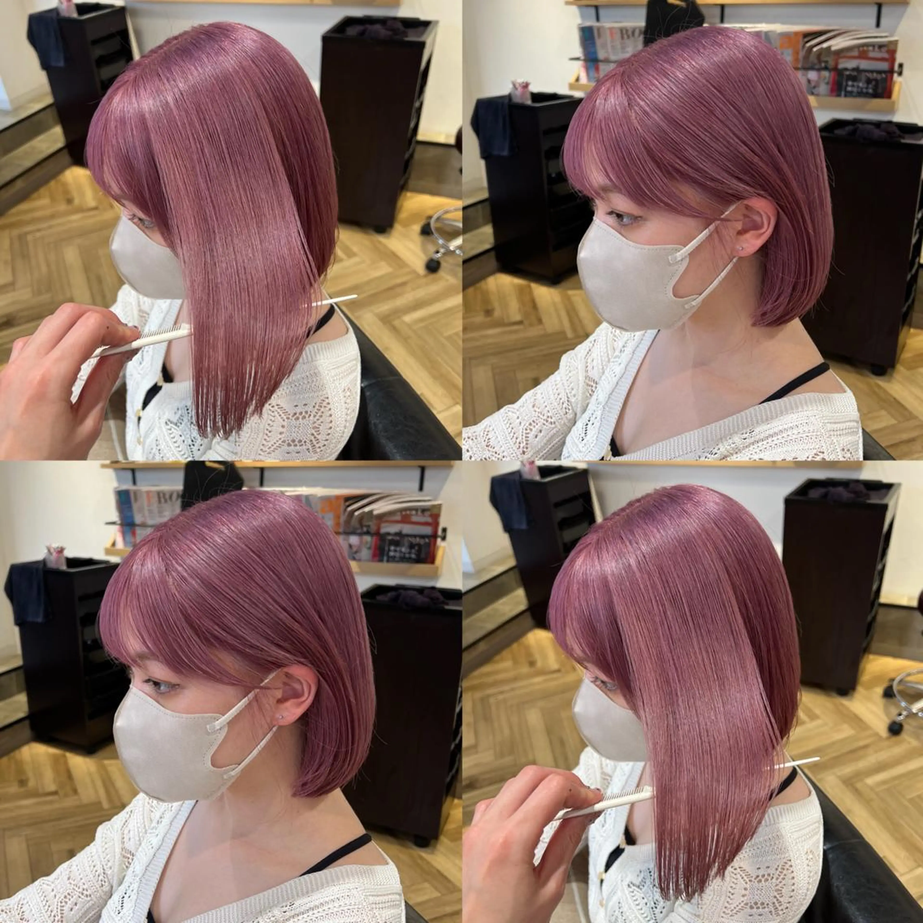 ミディアム カラー ラベンダーカラー ピンクカラー ピンクラベンダー 艶カラー/韓国顔周り 🎀mamiのヘアスタイル