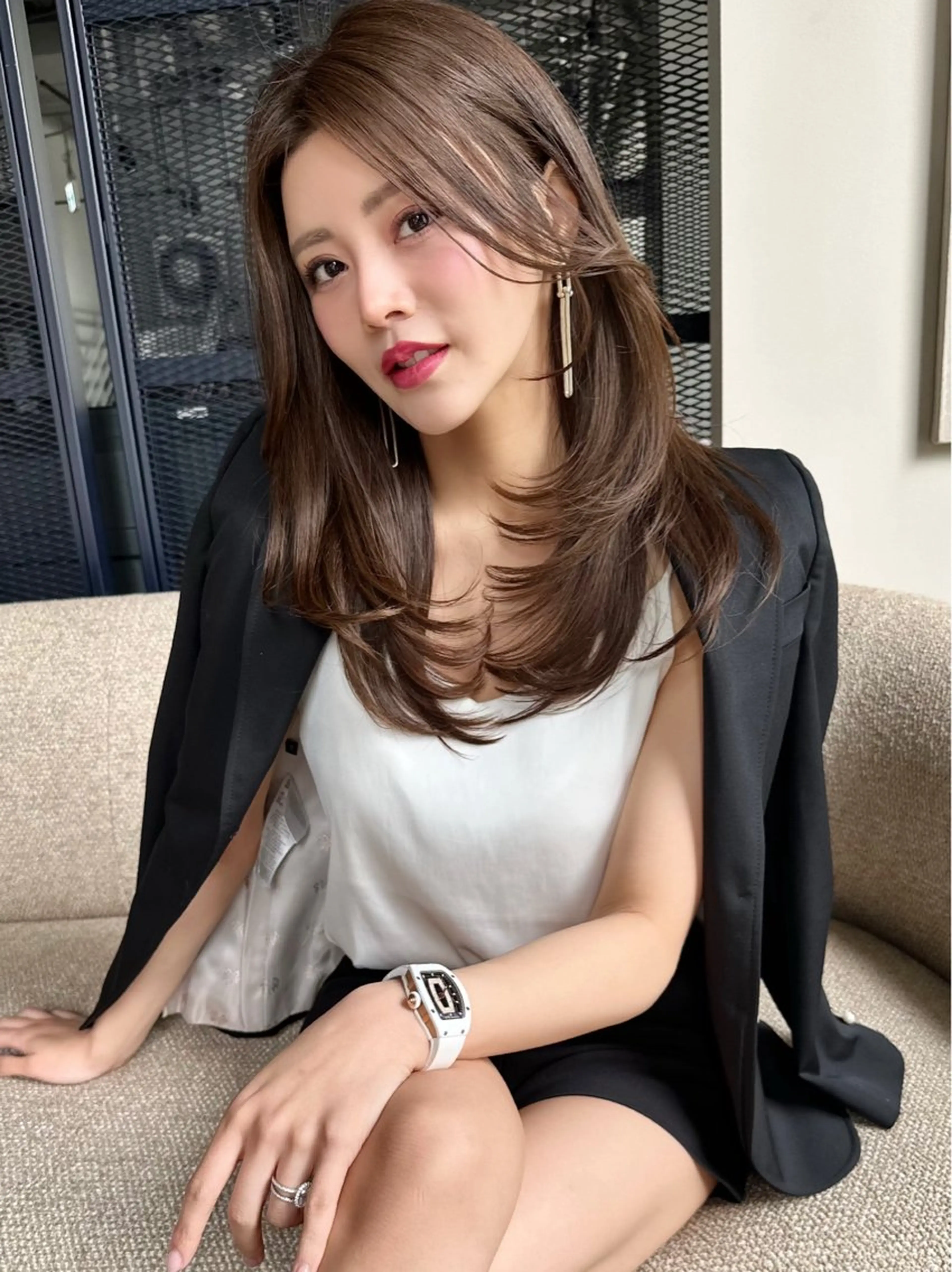 セミロング カラー 似合わせカット カット ヘアカラー トリートメント レイヤー/髪質改善 Lond ambreのヘアスタイル