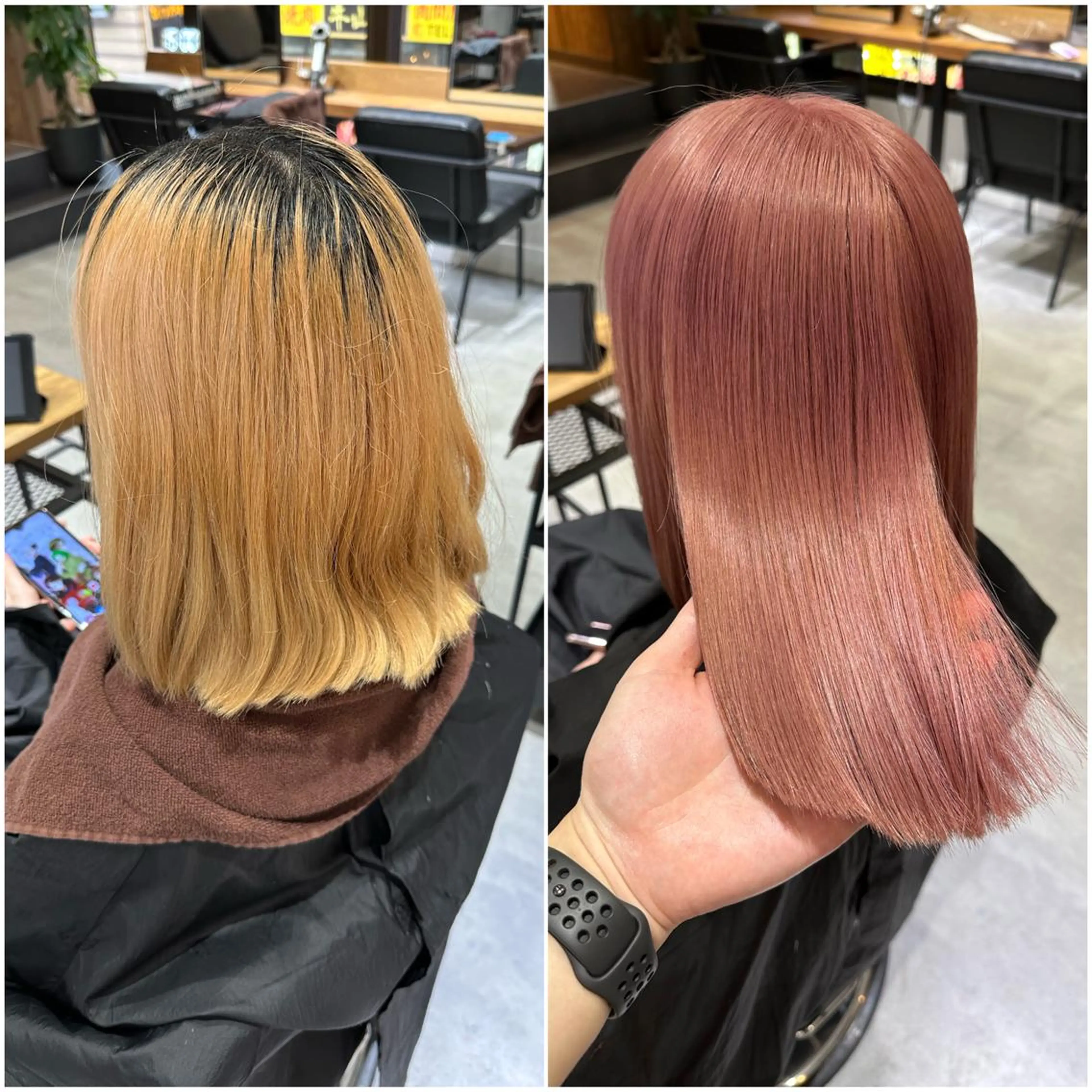 セミロング カラー ベージュカラー ブリーチ ダブルカラー ハイトーンカラー ピンクカラー KEISUKE/ 艶カラー🧡エクステのヘアスタイル