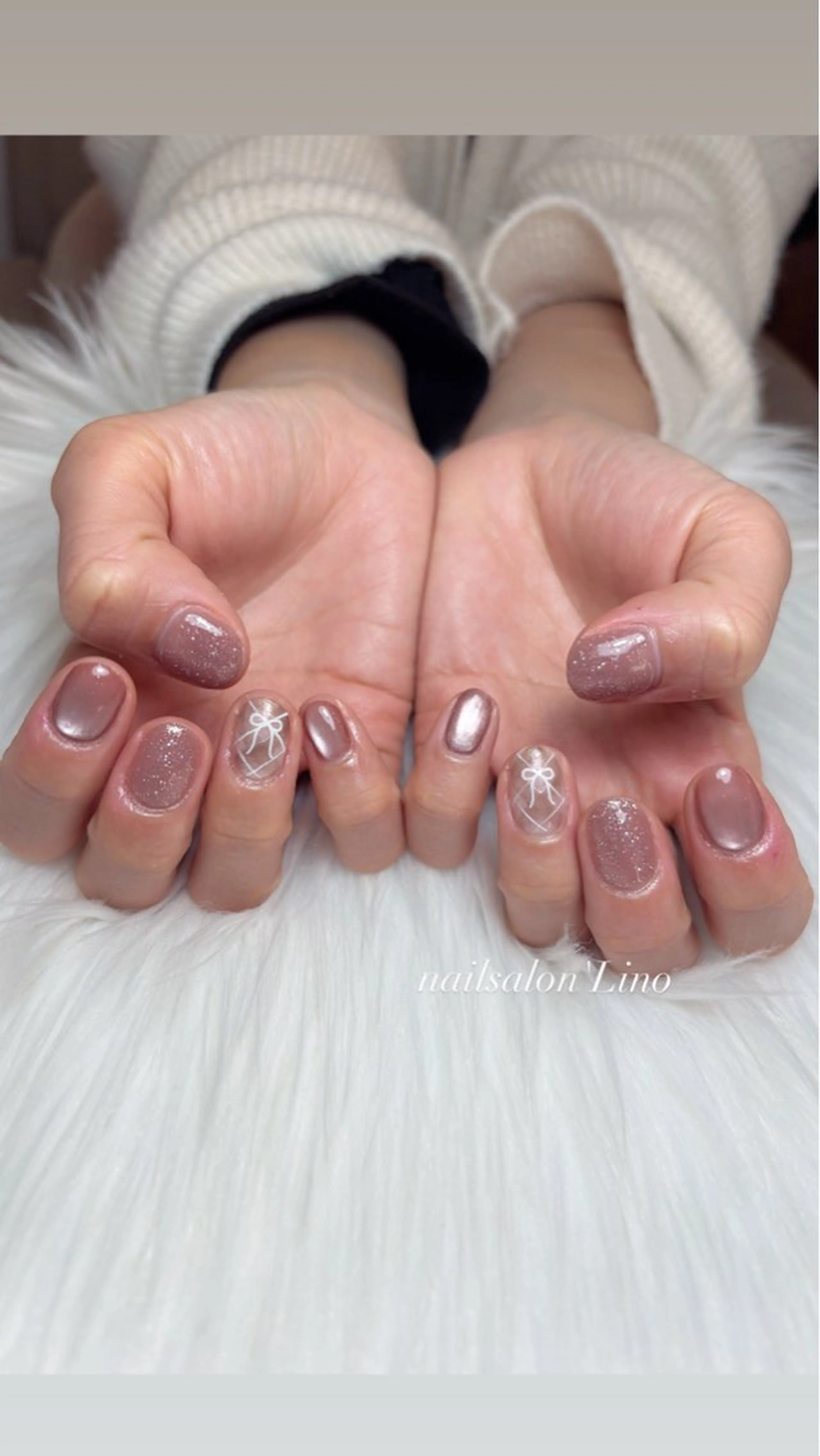 ネイル リボン ハンドネイル Lino𓂃⟡.· Chizuruのネイルデザイン
