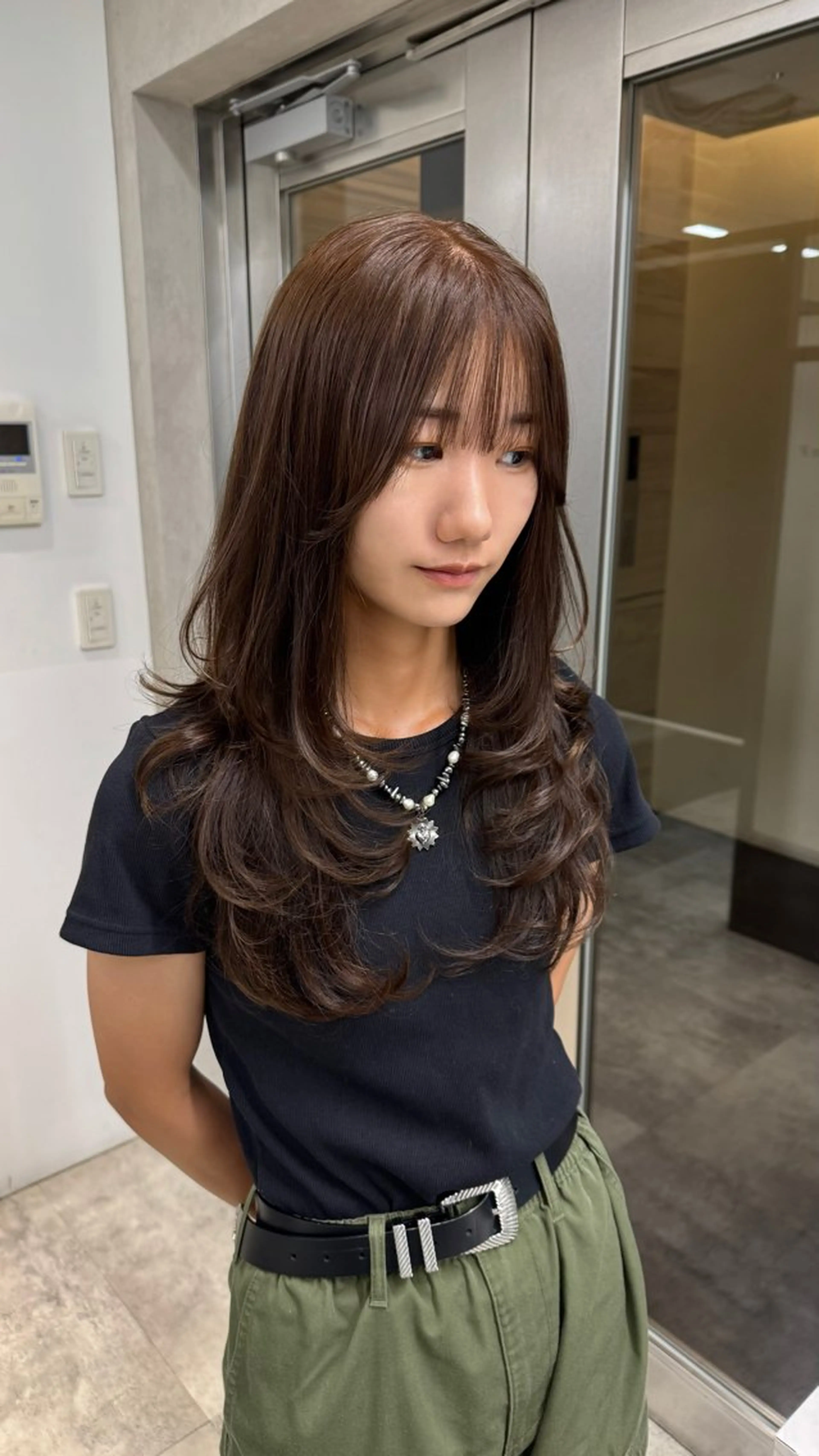 セミロング ハッシュカット レイヤーカット カット トリートメント レイヤーカット/ボブ 韓国ヘア🪄REN.のヘアスタイル