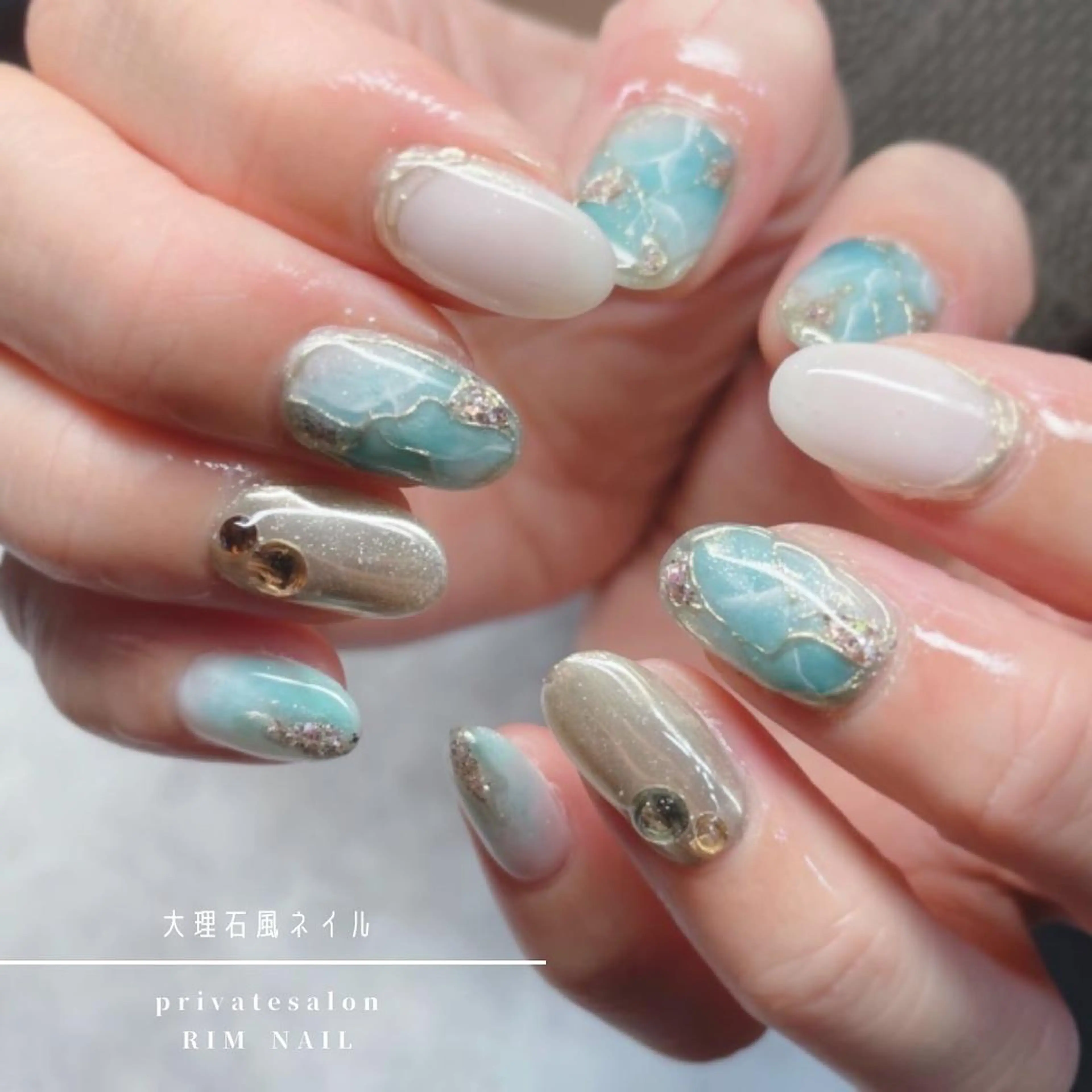 ネイル 大理石ネイル(マーブル) ハンドネイル RIMNAIL リムネイルのネイルデザイン