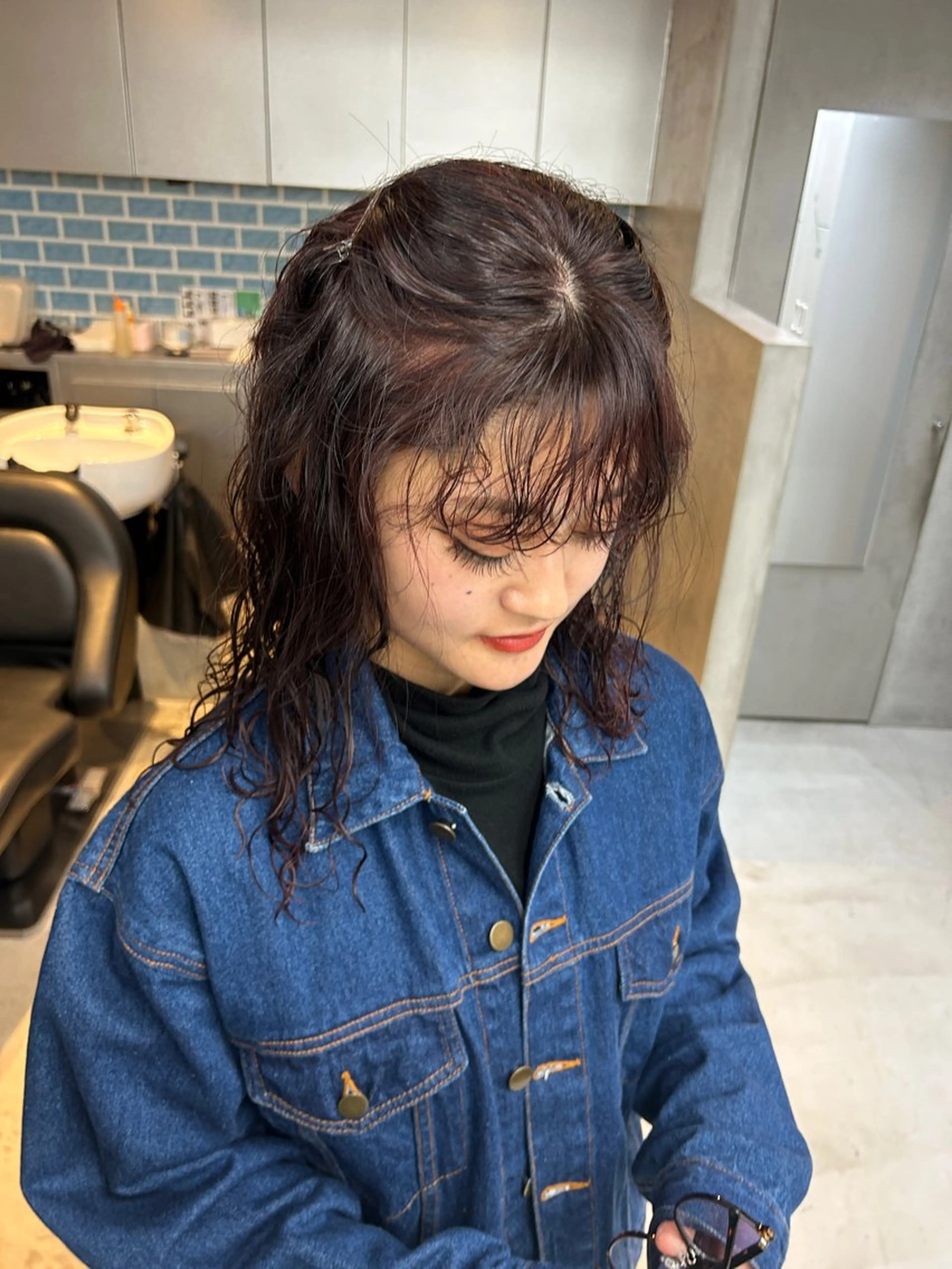 ミディアム カラー パーマ レッドカラー おぐらみゆう 🍎ボブ/ショートのヘアスタイル