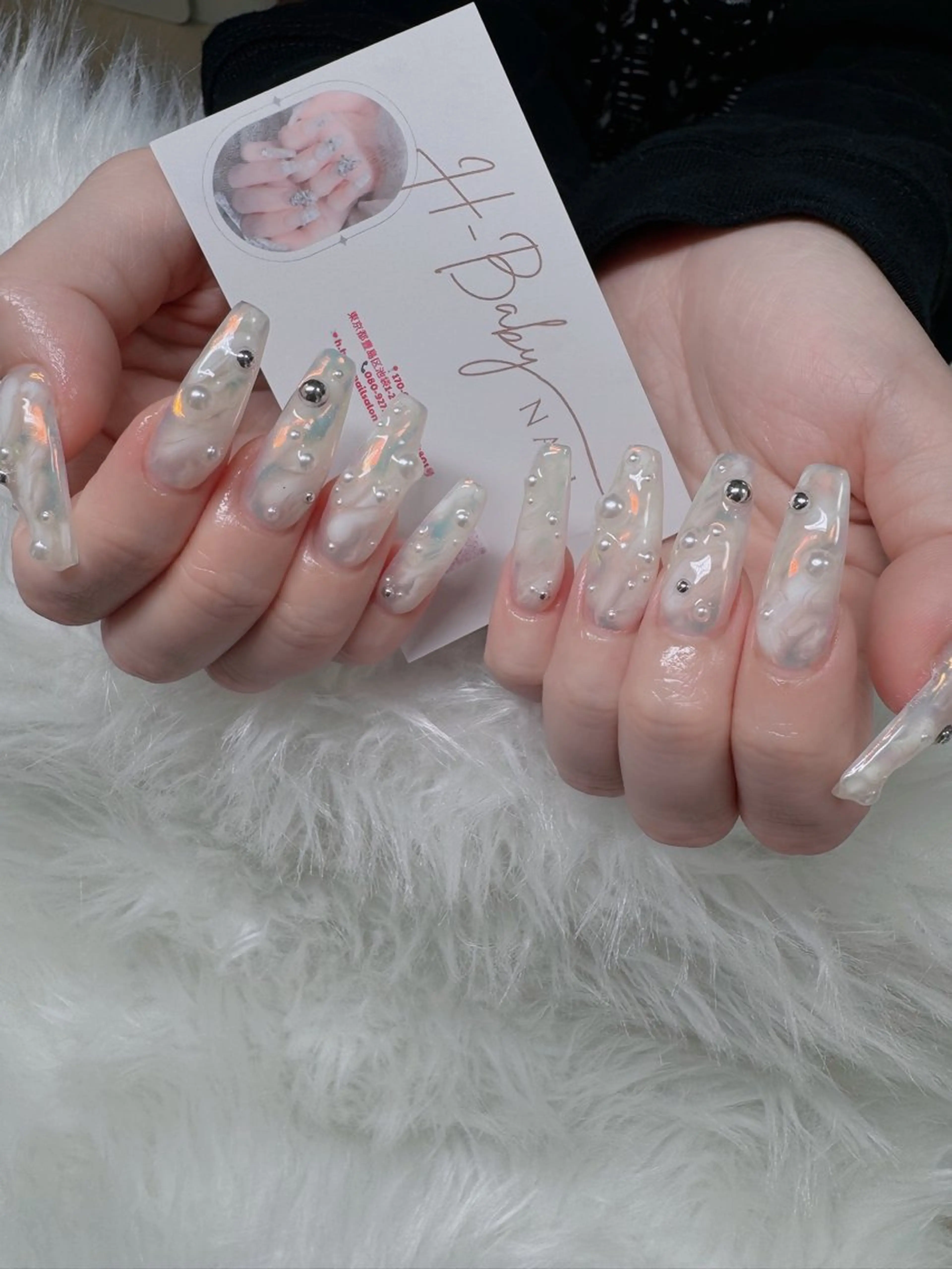 ネイル オーロラネイル フレンチネイル ジェルネイル ハロウィン キラキラネイル ハンドネイル H.baby Nail Salonのネイルデザイン