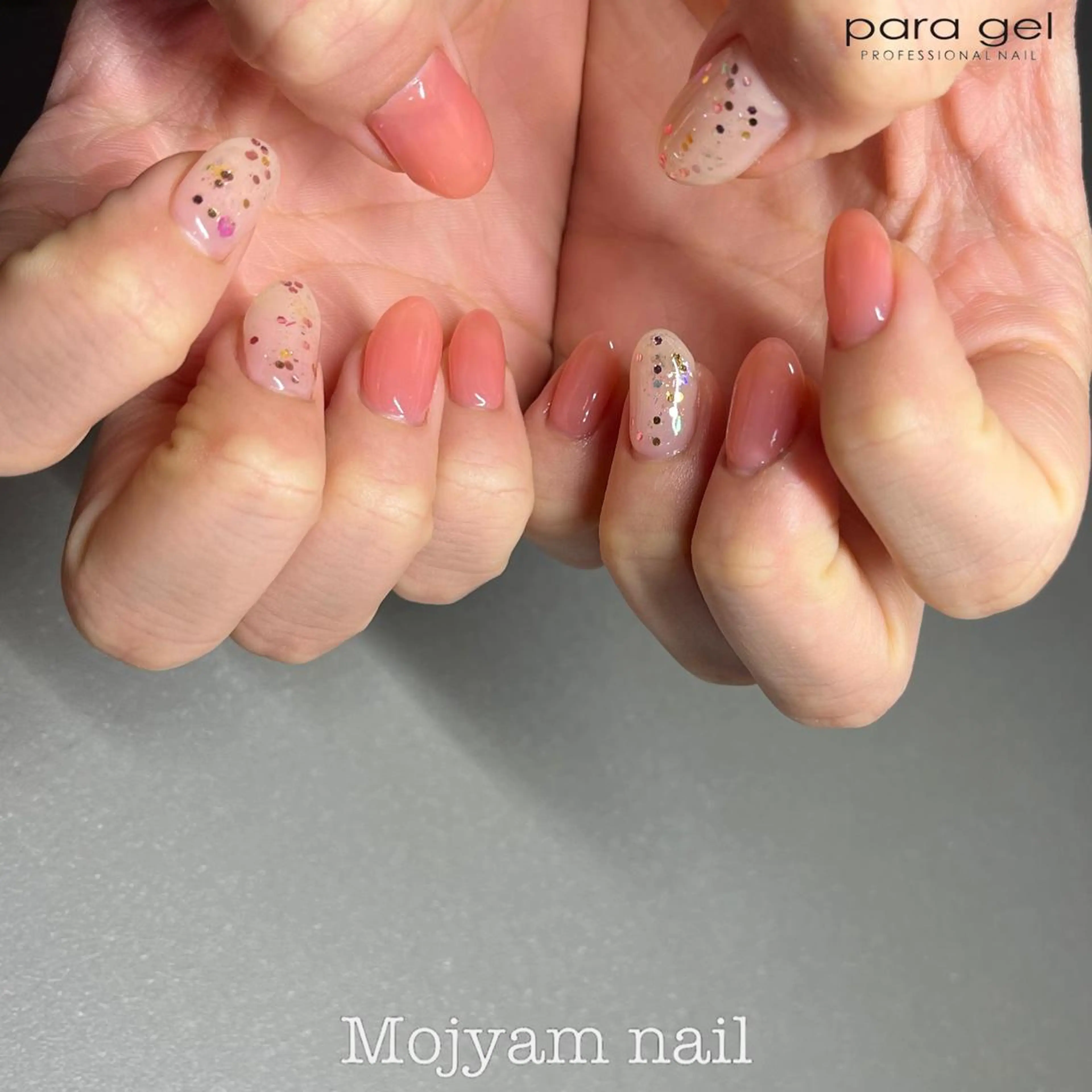 ネイル キラキラネイル 韓国ネイル ラメ(グリッター) ピンク シンプルネイル ハンドネイル Mojyam nail所属・松本 実咲のネイルデザイン