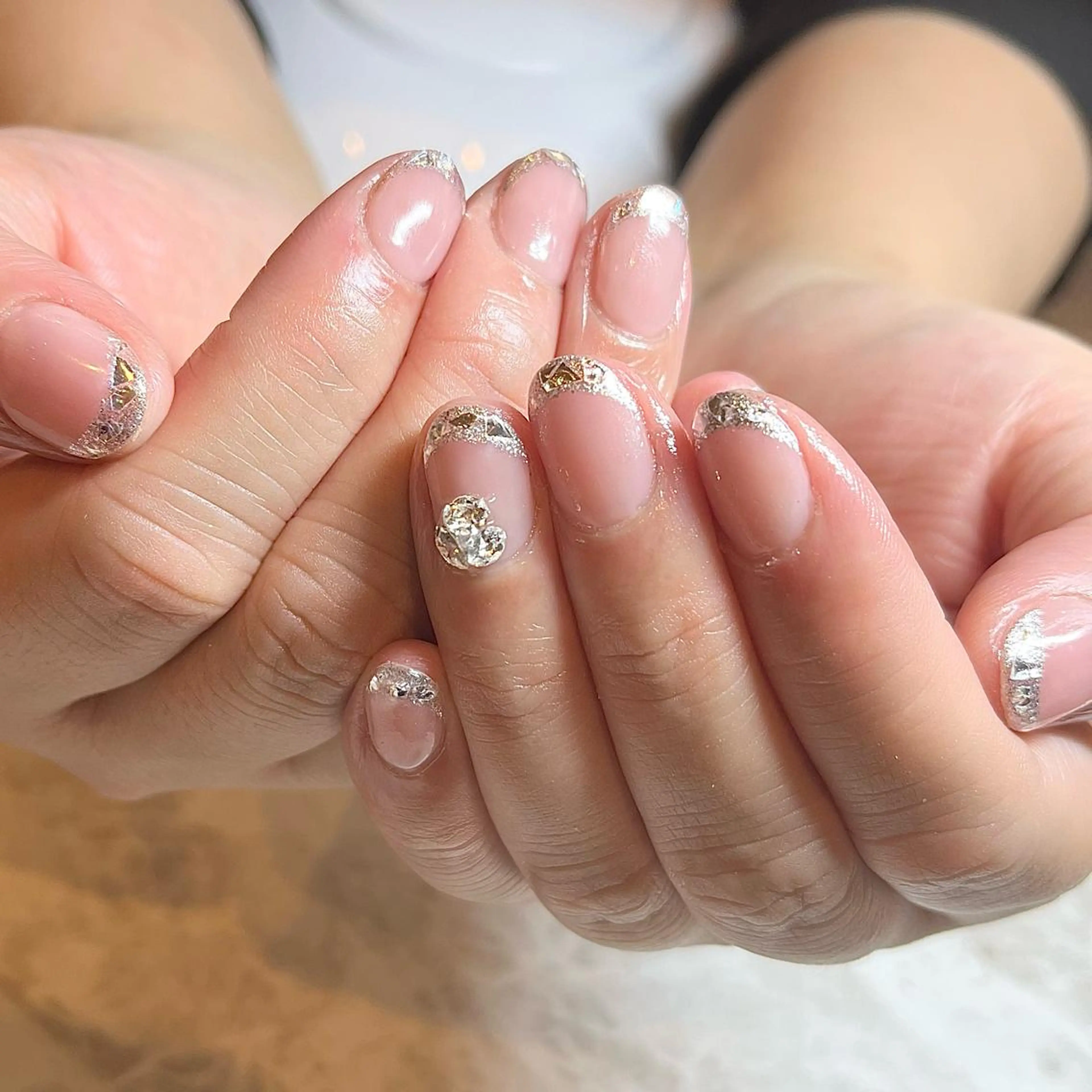 ネイル フレンチネイル ガラスフレンチ ハンドネイル MyFairLady ゆかのネイルデザイン