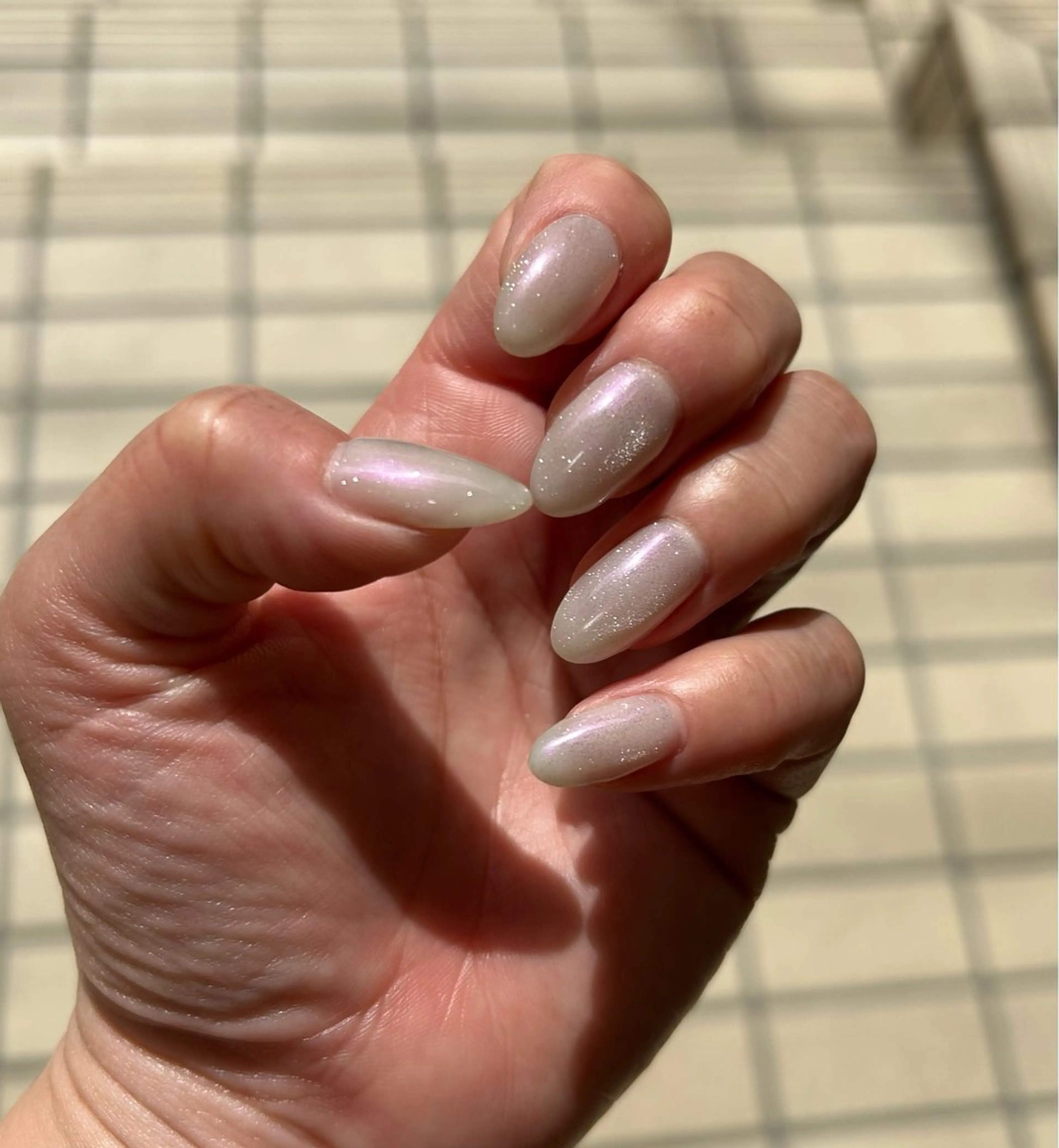 ネイル マグネットネイル シルバー ホワイト ハンドネイル パラスパガーデン Nitagai☺︎のネイルデザイン