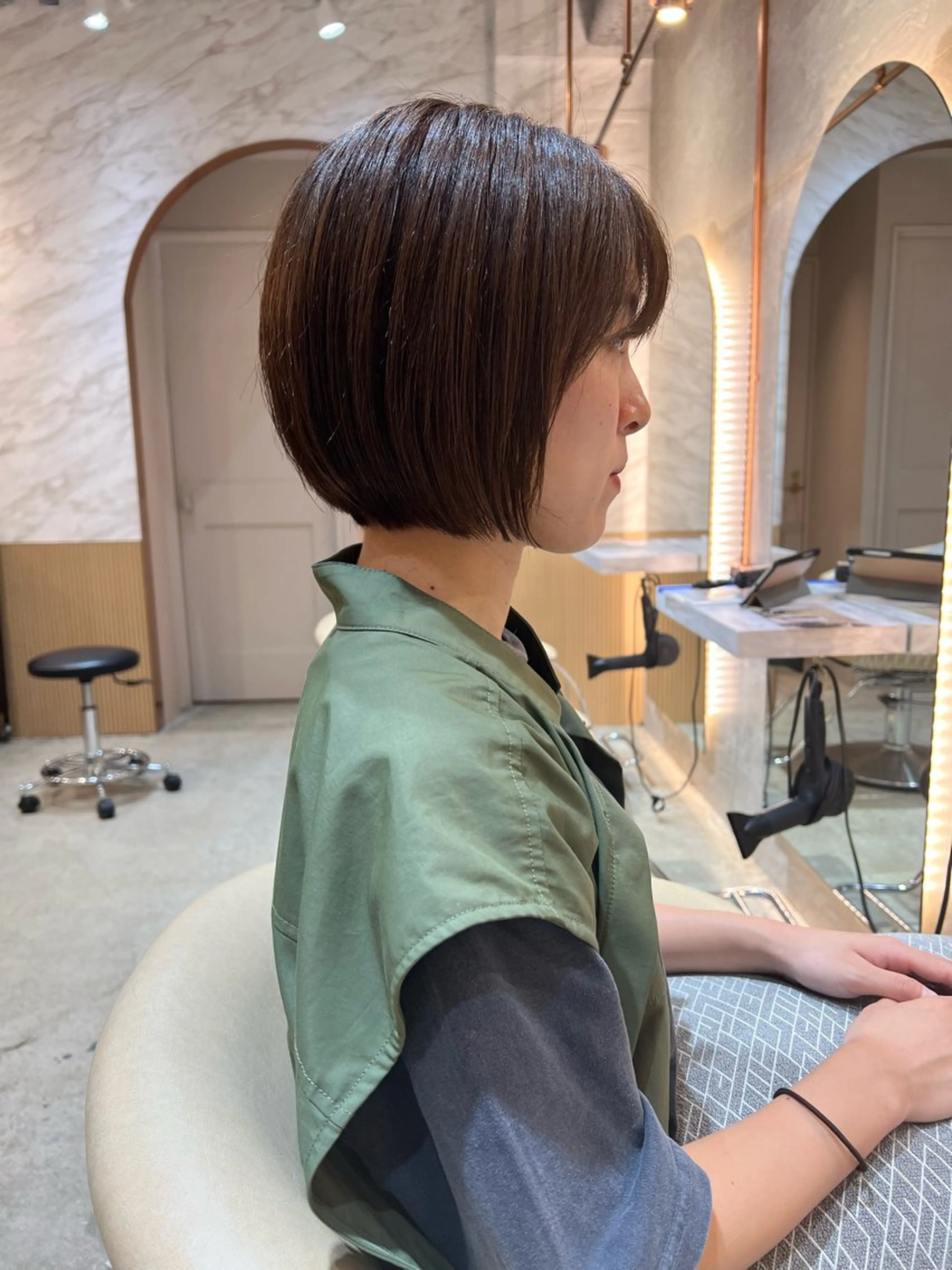 ショート カラー ボブ/巻ける縮毛矯正 /韓国レイヤーはなのヘアスタイル