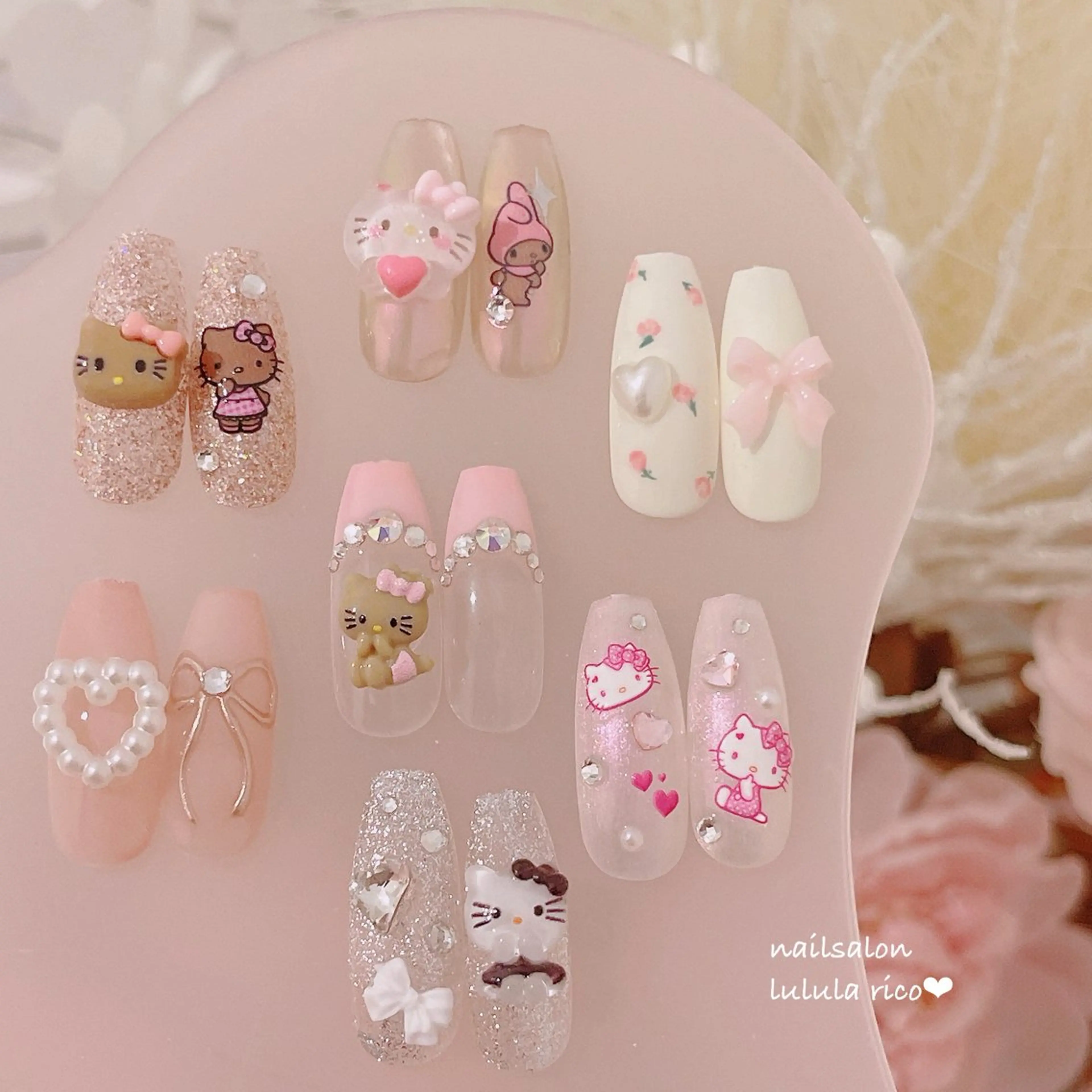 ネイル 韓国ネイル リボン 夏ネイル lulula ricoのエステ・リラクイメージ