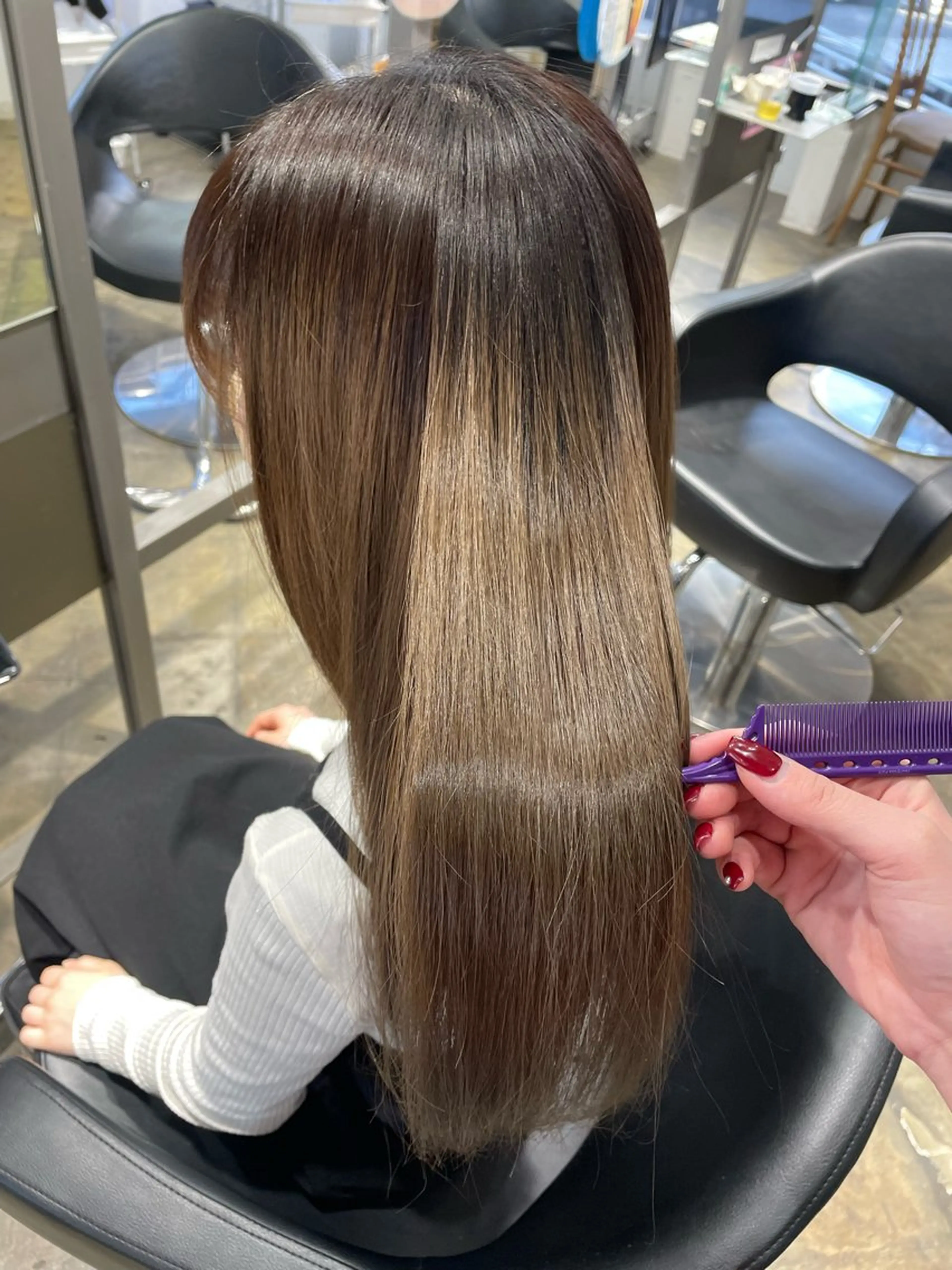 セミロング 𝙃𝘼𝙍𝙐🎀 韓国×エクステのヘアスタイル