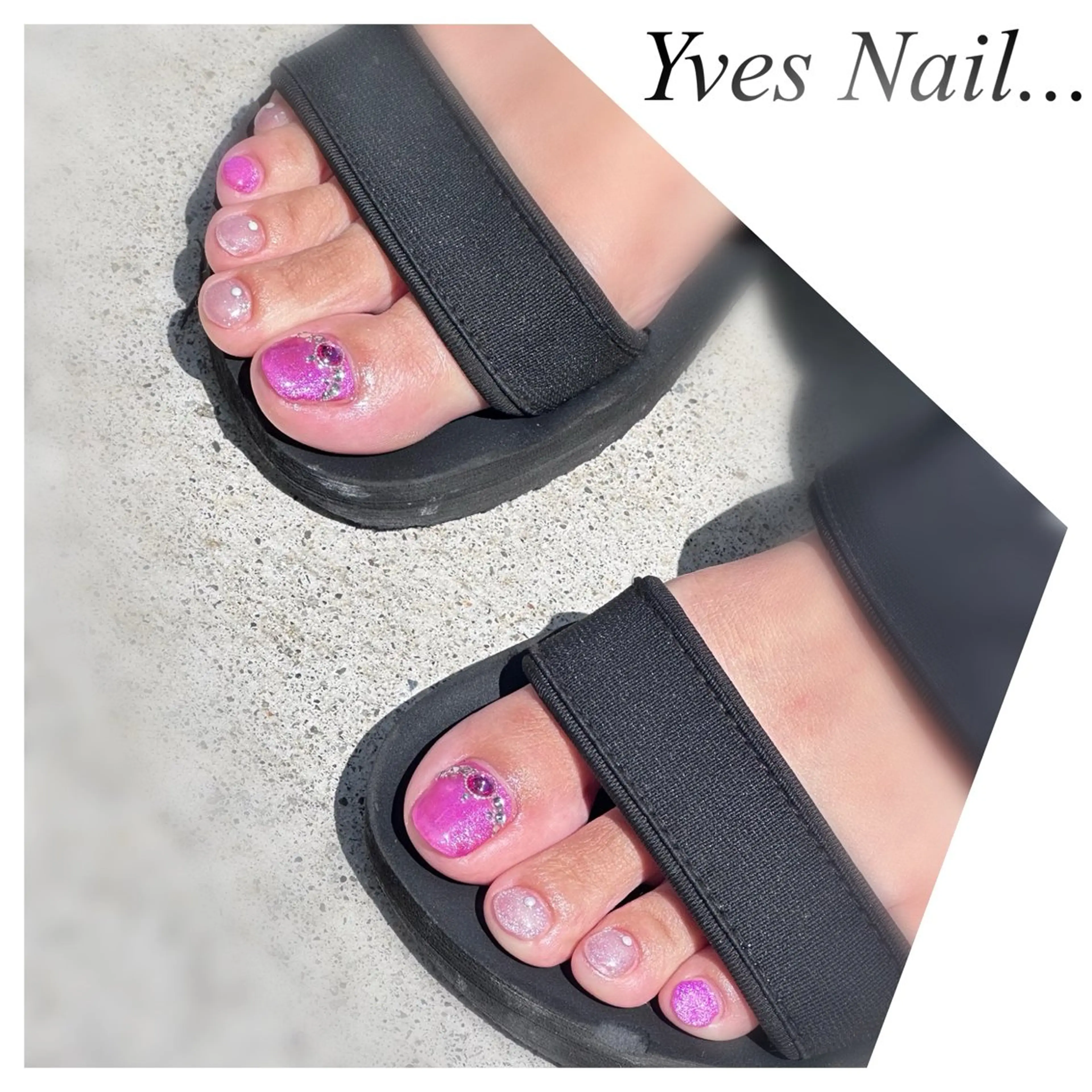 ネイル マグネットネイル ピンク フットネイル kanno yのネイルデザイン