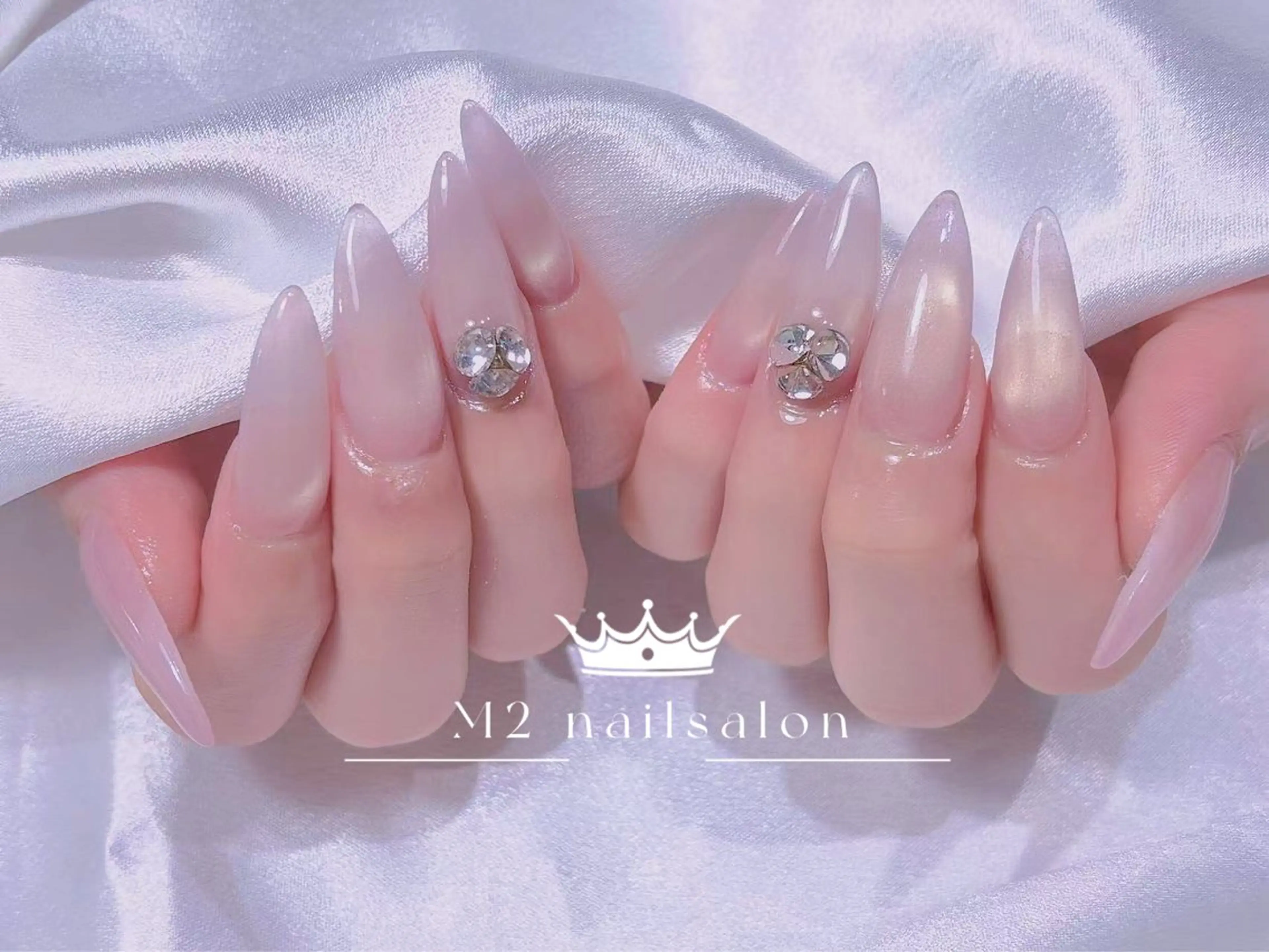 ネイル ストーンネイル ハンドネイル 長さだし専門店 M2　rikaのネイルデザイン