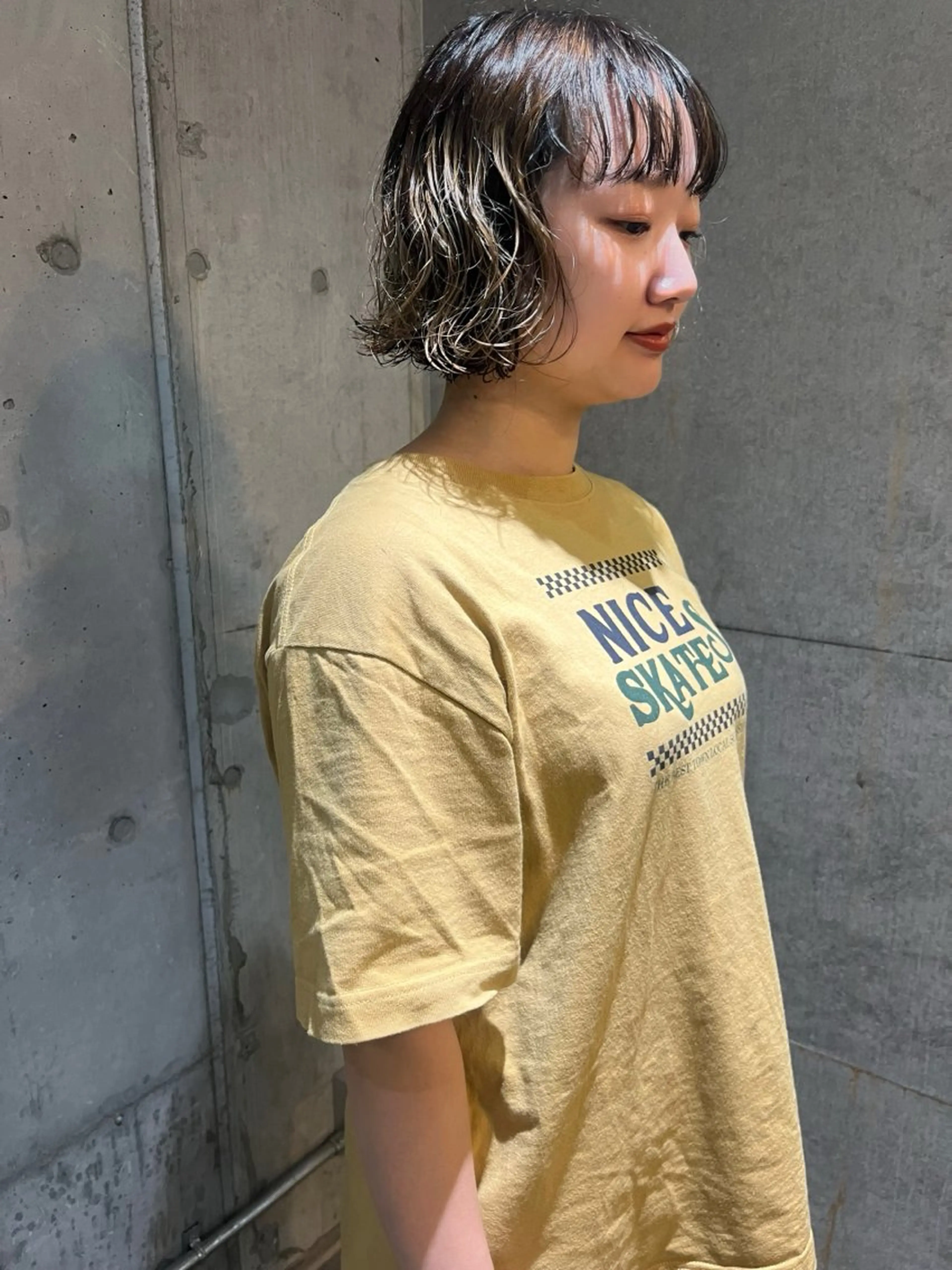 ミディアム カラー ヘアカラー トリートメント ハイトーン/顔まわり レイヤー/YUKAのヘアスタイル