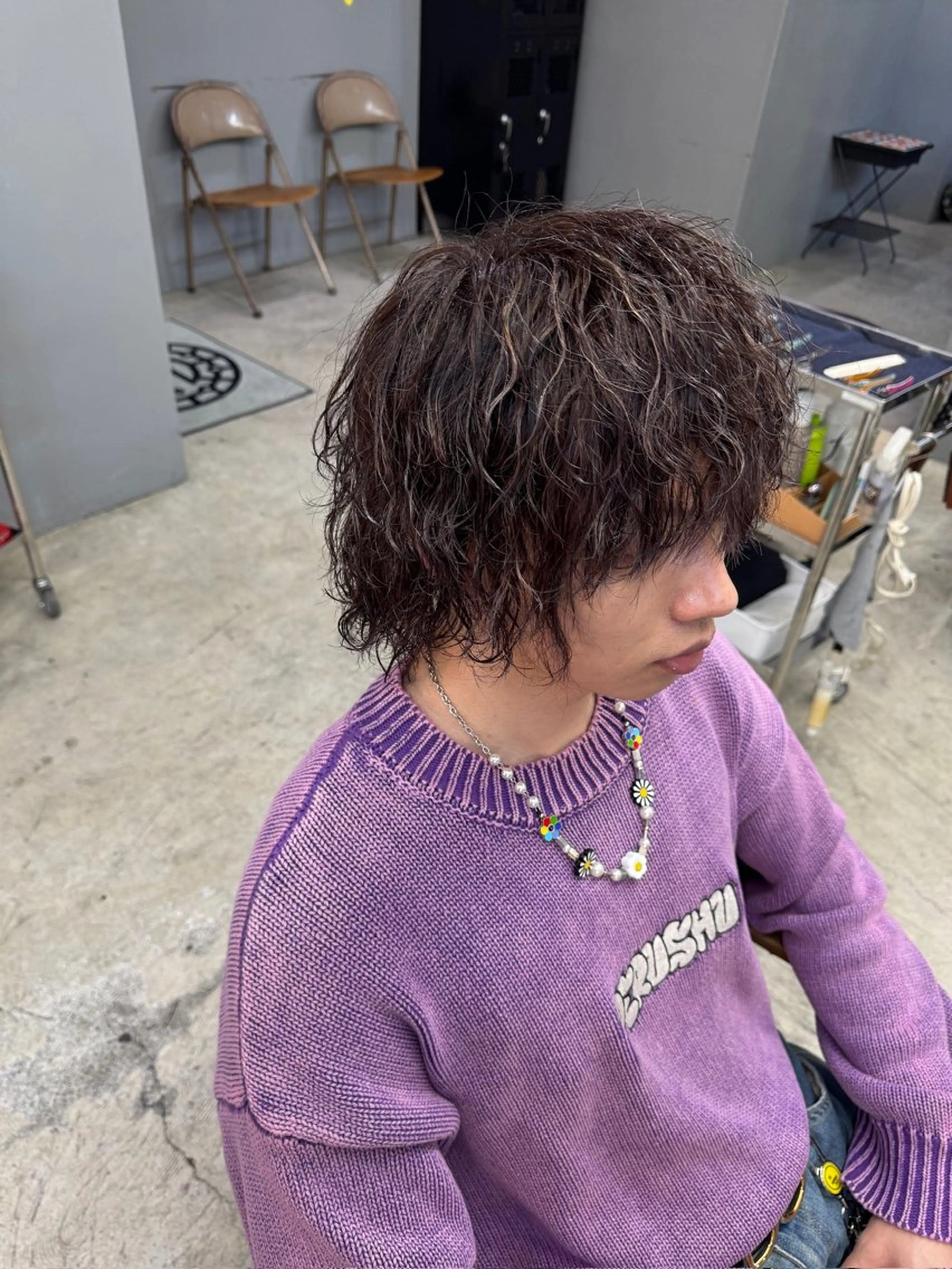 ミディアム メンズ カット パーマ メンズ専門サロン wokeのヘアスタイル