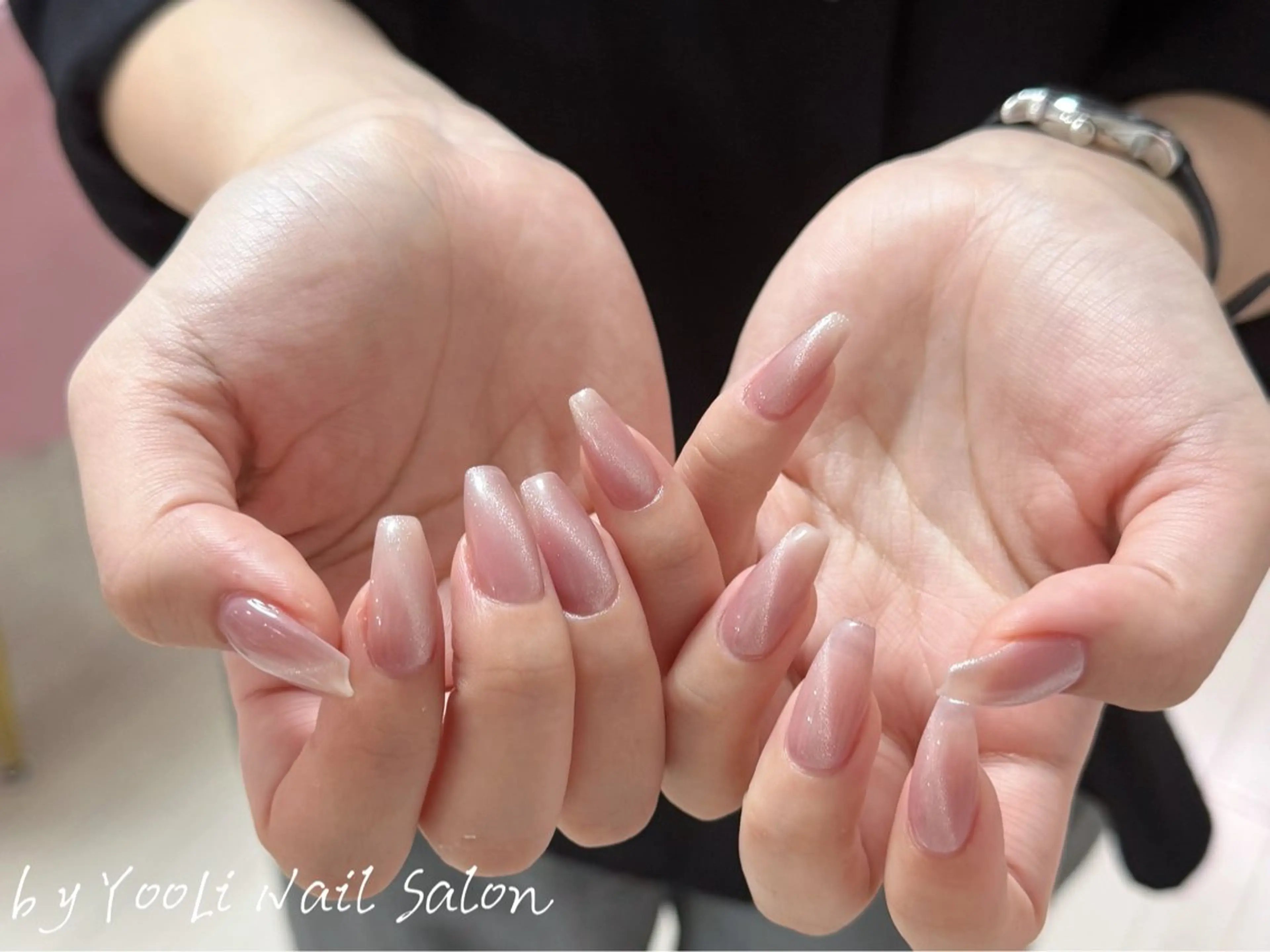 ネイル アートネイル オーロラネイル チークネイル フレンチネイル ガラスフレンチ ハンドネイル 🎀🎀YooLi Nail Salonのネイルデザイン