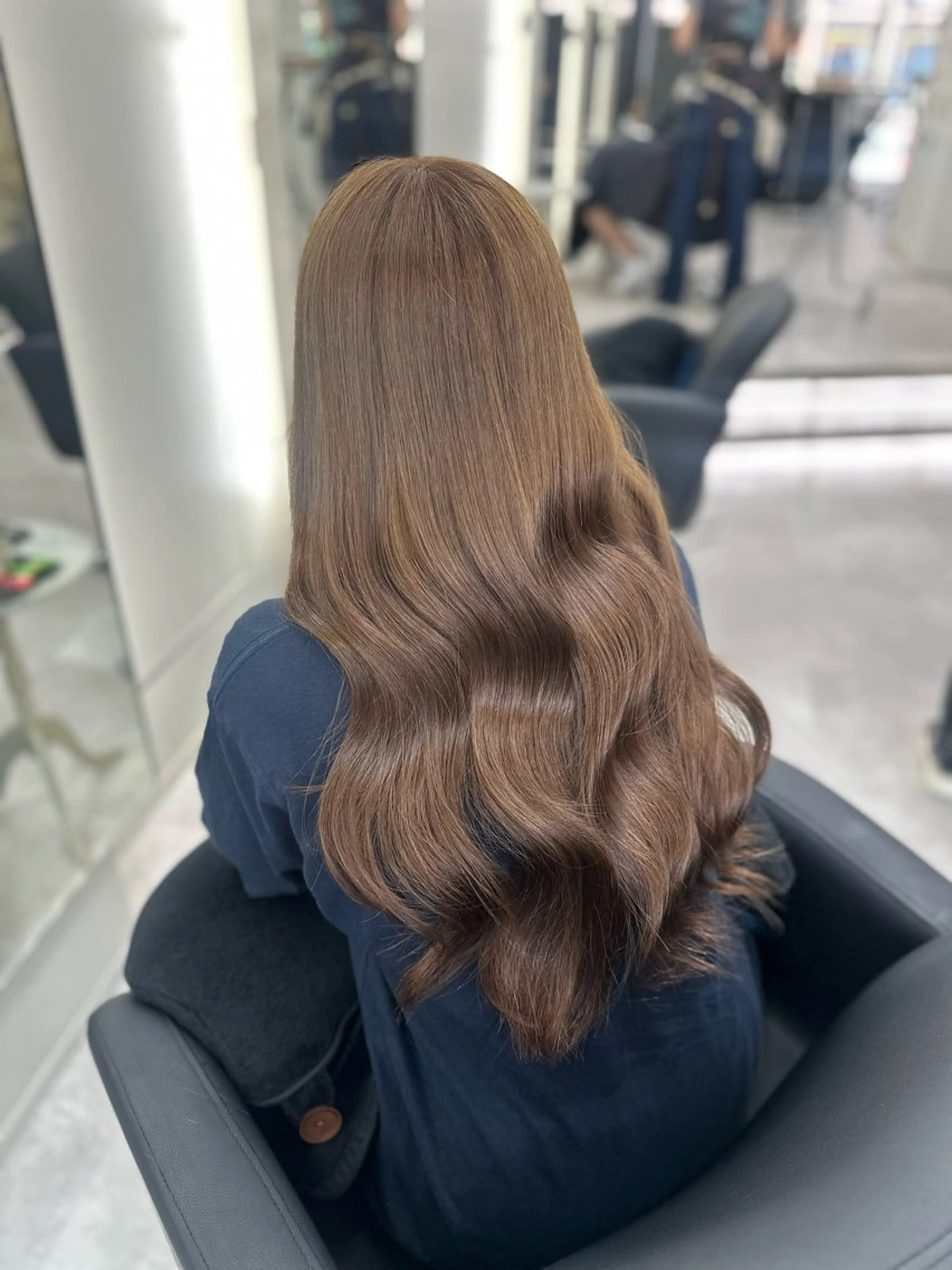 ロング カラー ベージュカラー ヘーゼル ヘアカラー トリートメント 縮毛矯正/艶カラー /髪質改善/なんばのヘアスタイル