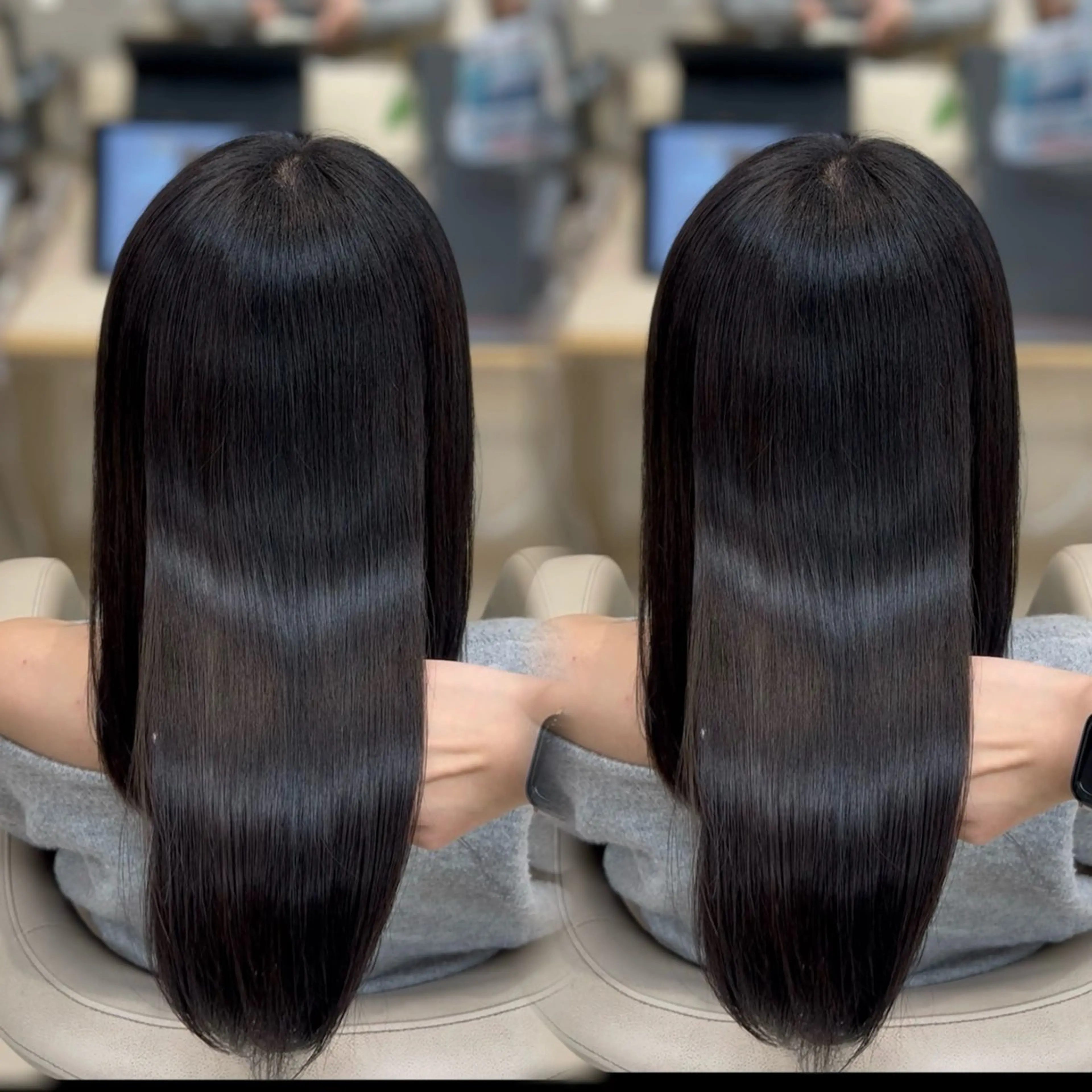 ロング カラー ヘアカラー トリートメント ヘアセット ベージュ/つや髪/ レイヤー／ゆいなのヘアスタイル