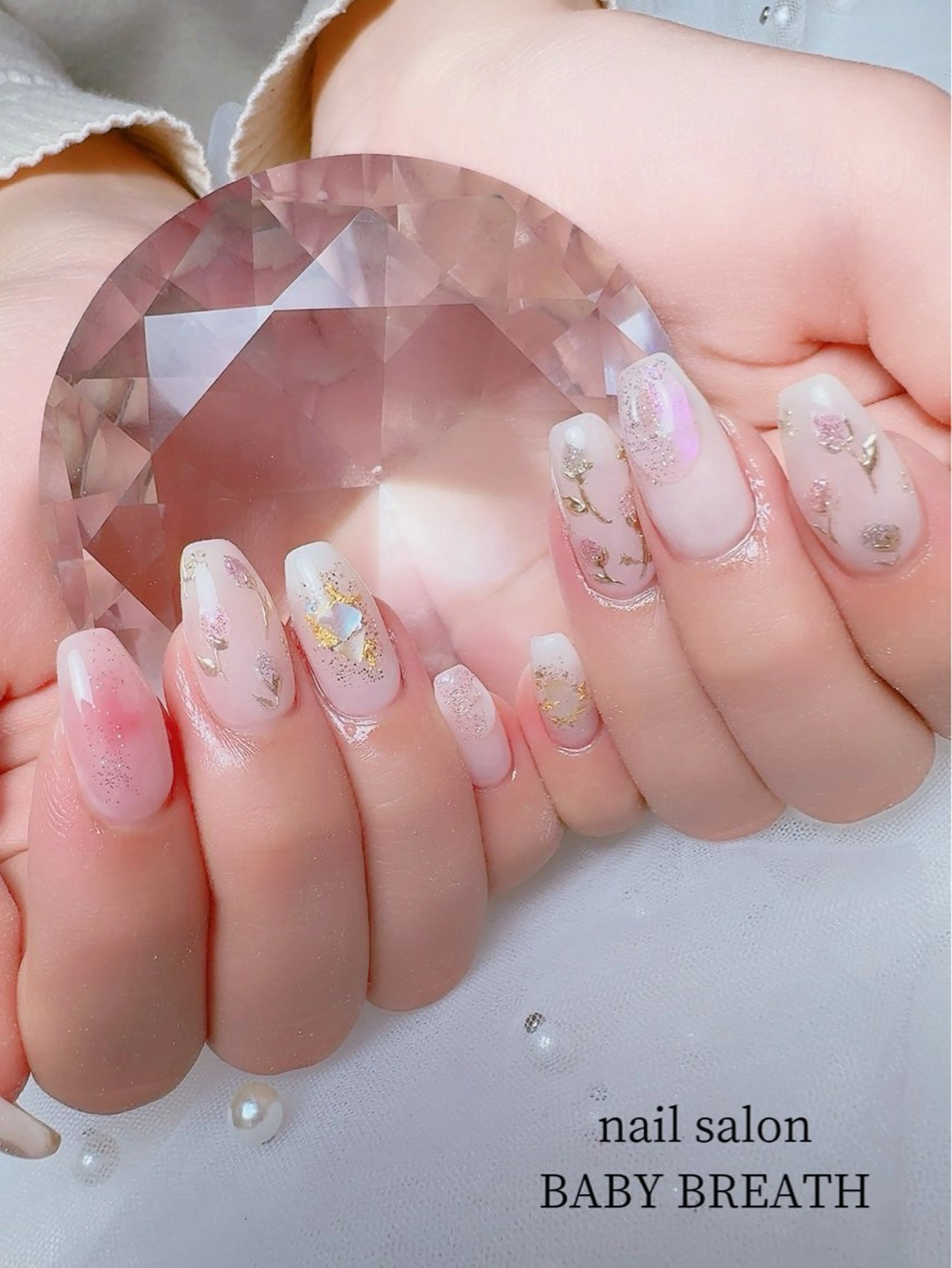 ネイル アートネイル フラッシュネイル フットネイル グラデーション ラメ(グリッター) ハンドネイル BABY  BREATH所属・y natsumiのネイルデザイン