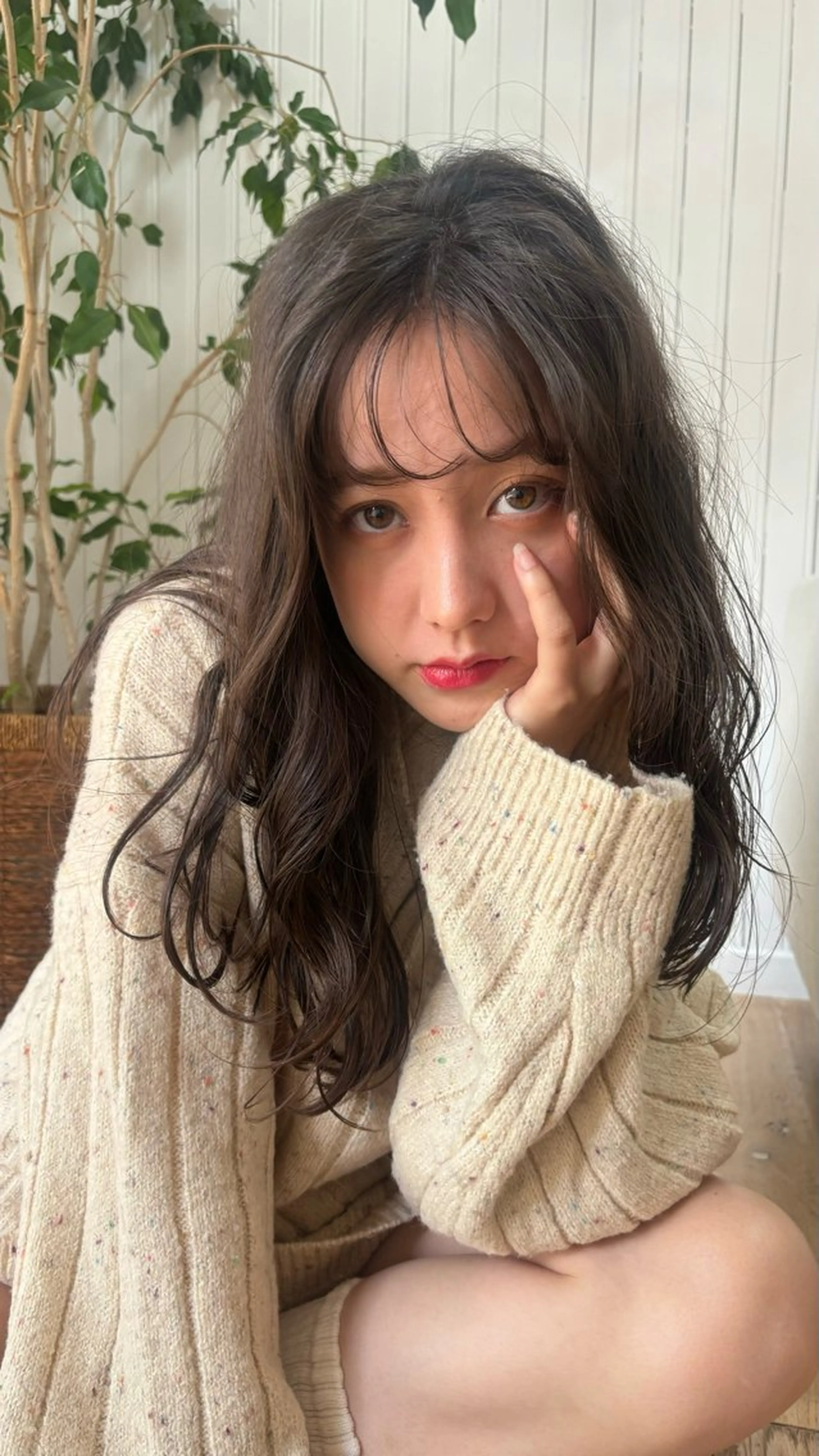 ロング カラー ブラウンカラー オリーブブラウン 顔周りカット レイヤーカット カット ヘアカラー トリートメント 暖色/艶カラー🍑☆ /杉村夏希のヘアスタイル