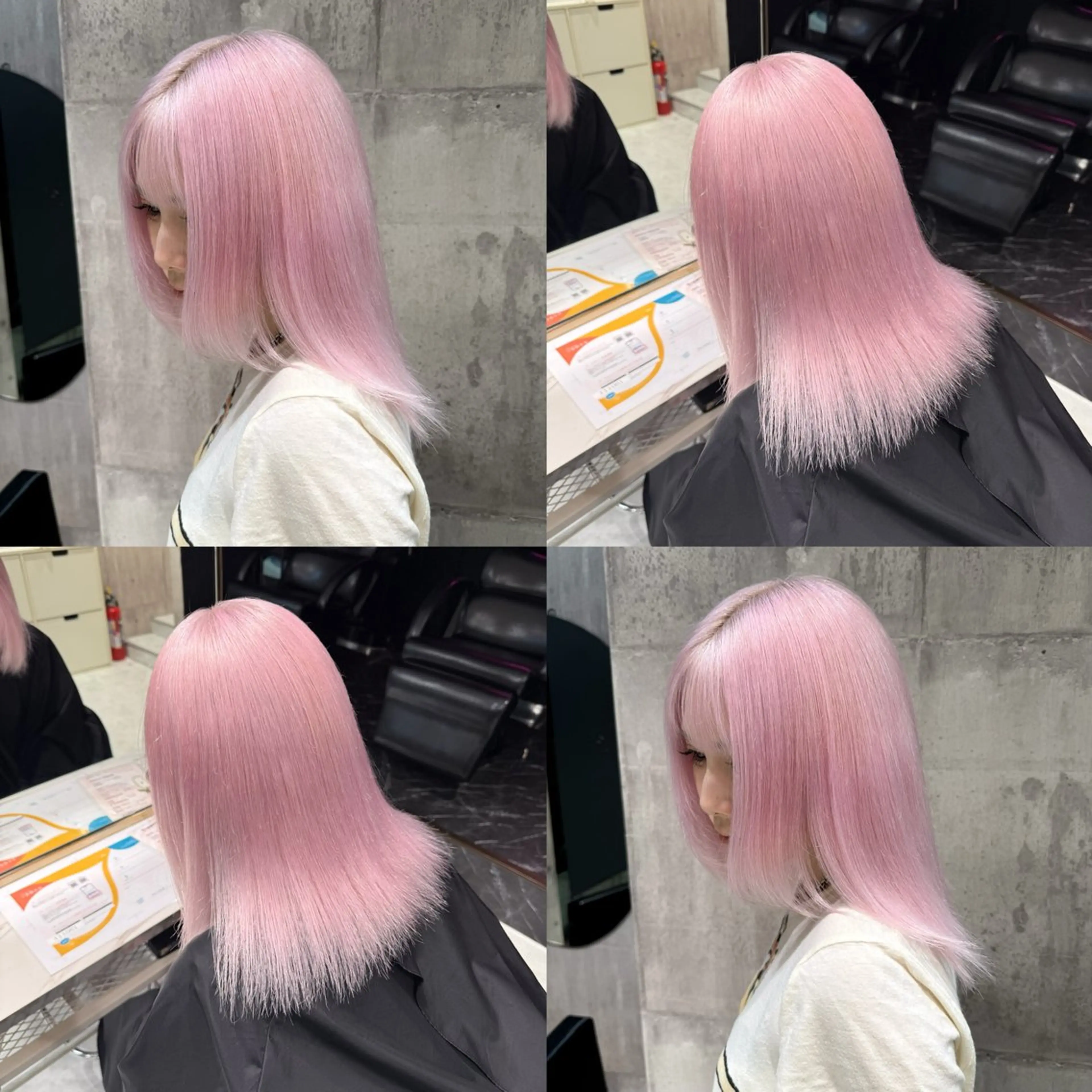 セミロング カラー ベージュカラー ブリーチ ブロンド ピンクカラー ヘアカラー ハイトーン特化/ 複雑履歴修正/拓真のヘアスタイル