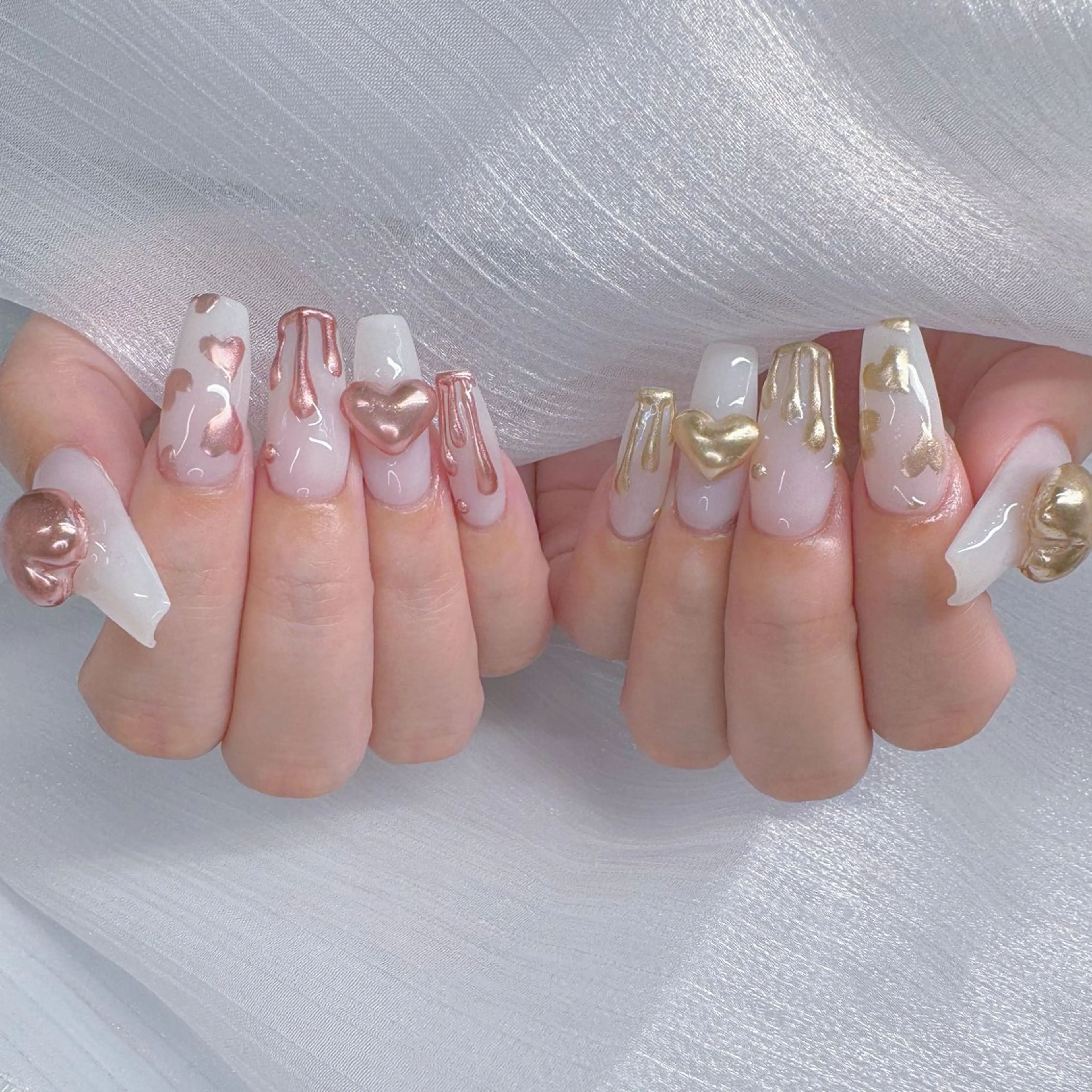 ネイル チークネイル ガーリー キラキラネイル 韓国ネイル リボン ハンドネイル NailPrincess所属・princess スカルプ専門店のネイルデザイン