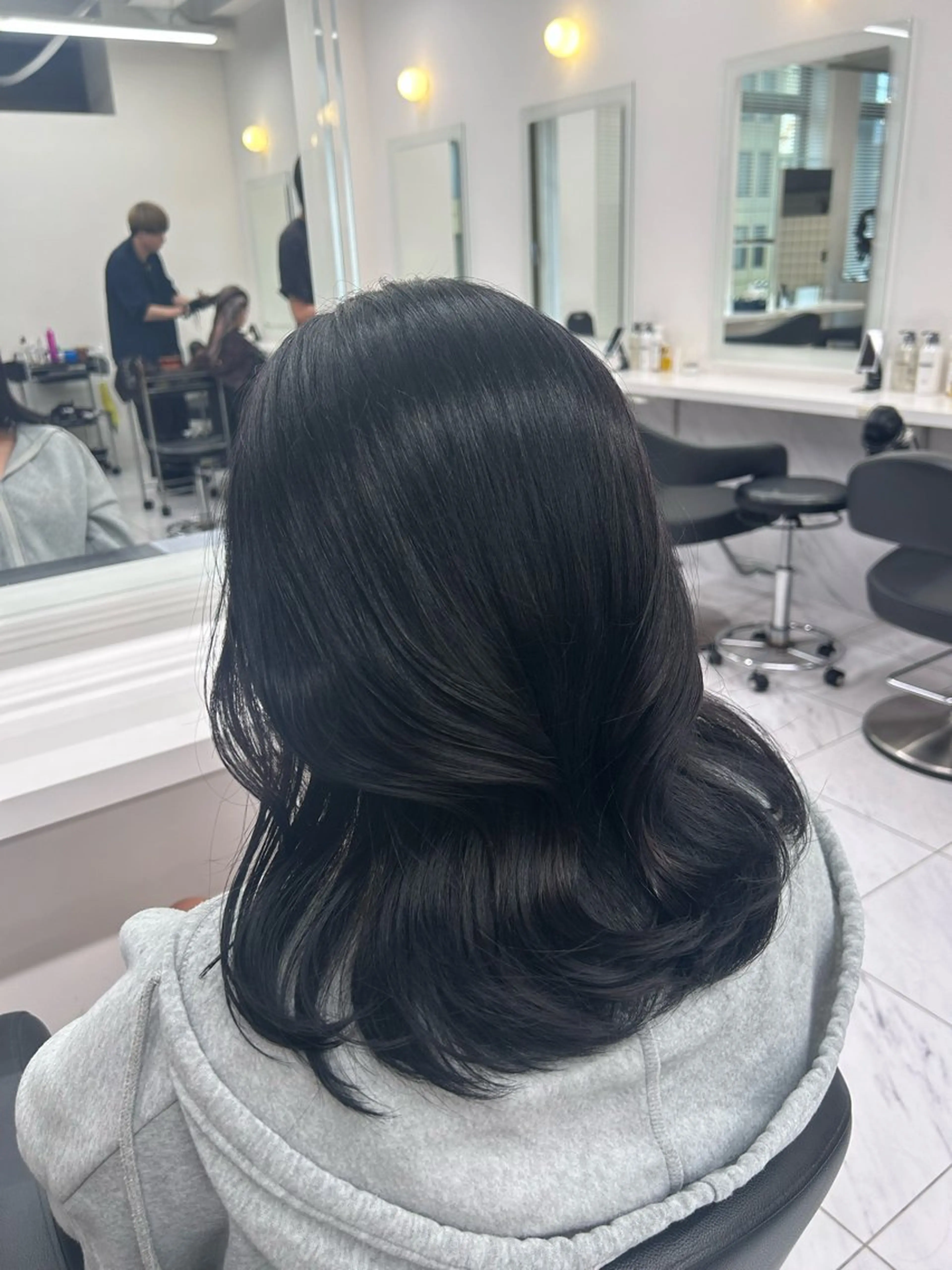 ミディアム カラー パーマ ヘアアレンジ メンズ キッズ ブリーチなしカラー/ ブラウン/レイヤーのヘアスタイル