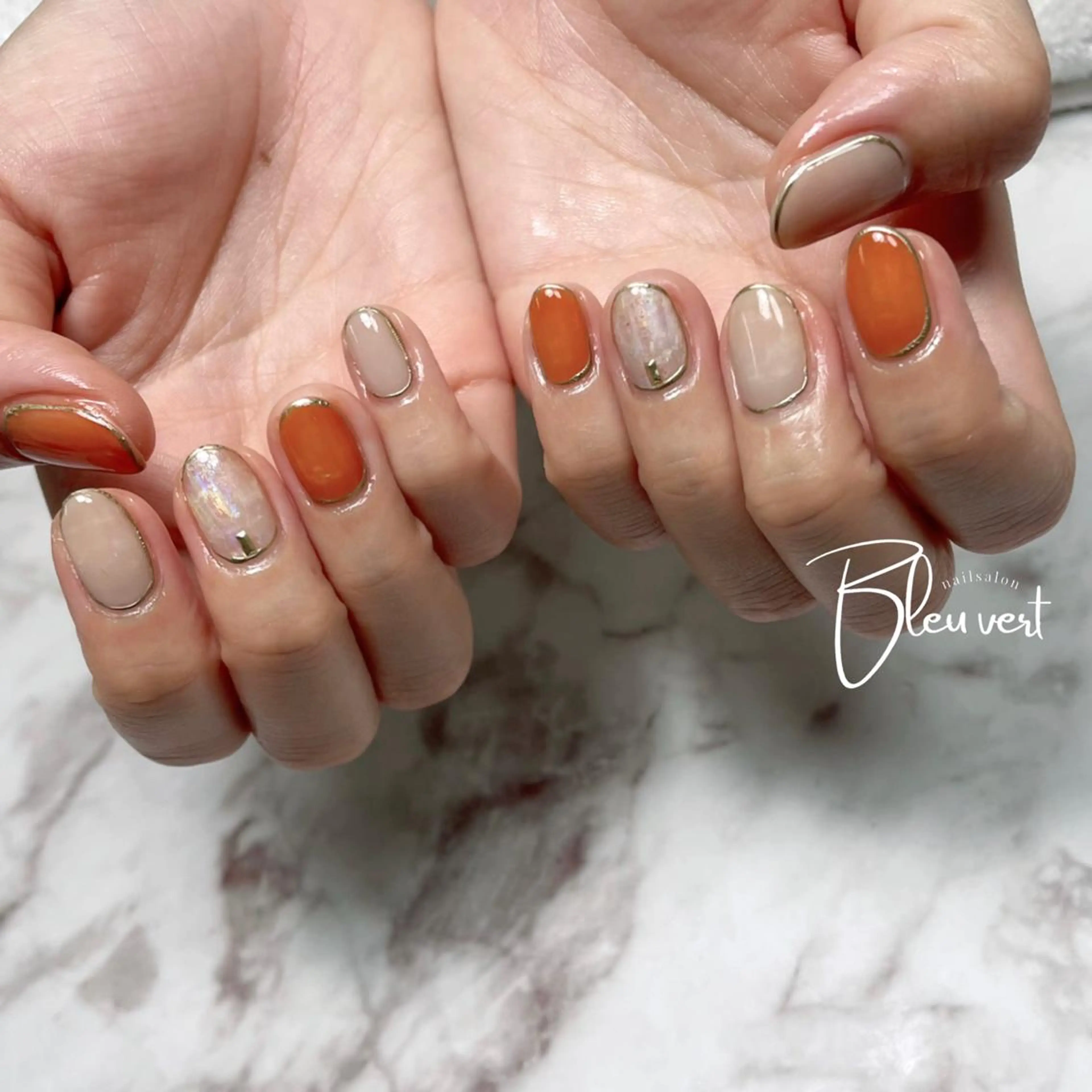 ネイル ニュアンスネイル オレンジ 北川 愛実のネイルデザイン