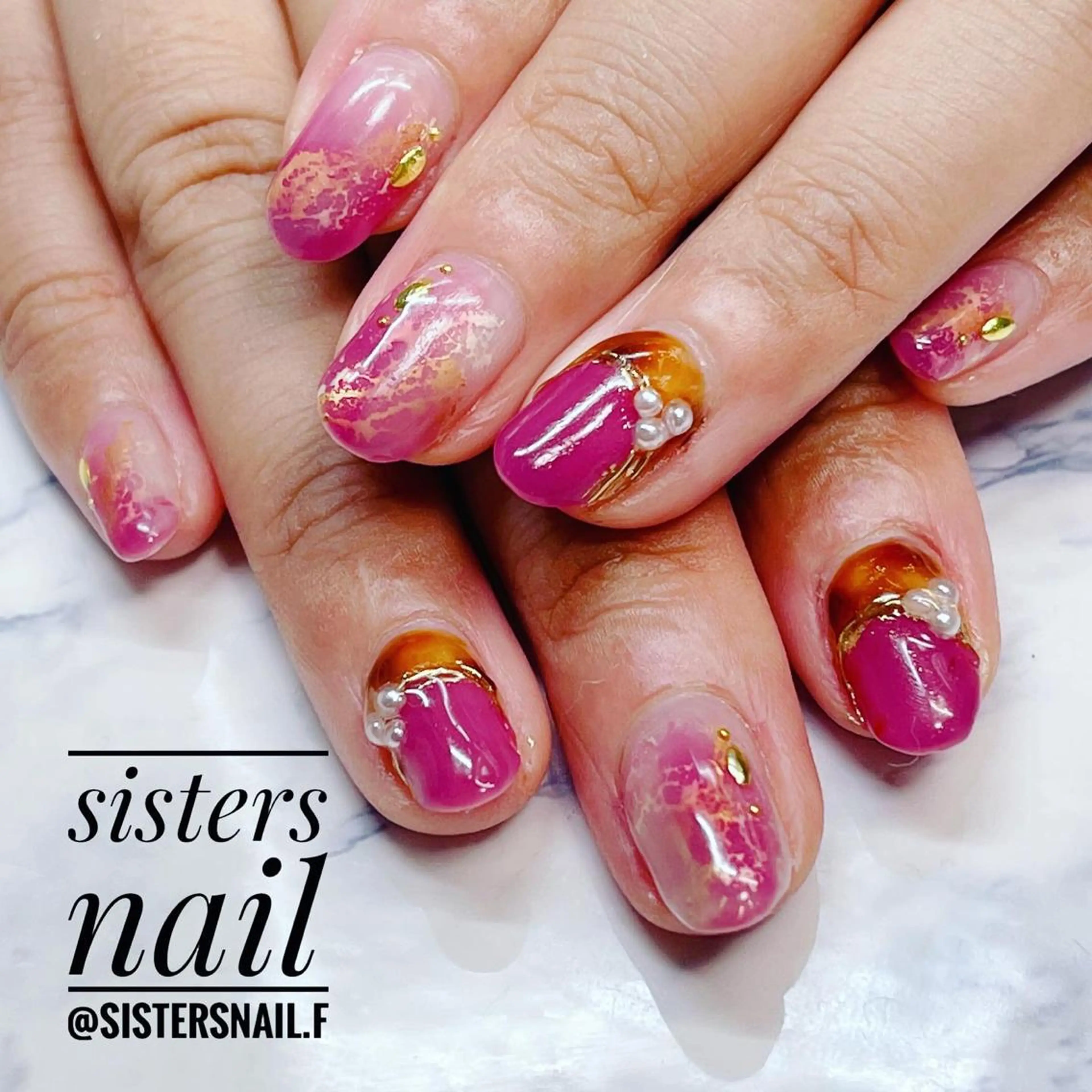 ネイル アートネイル べっ甲ネイル ニュアンスネイル オフィスネイル スカルプネイル sisters nail.fのネイルデザイン