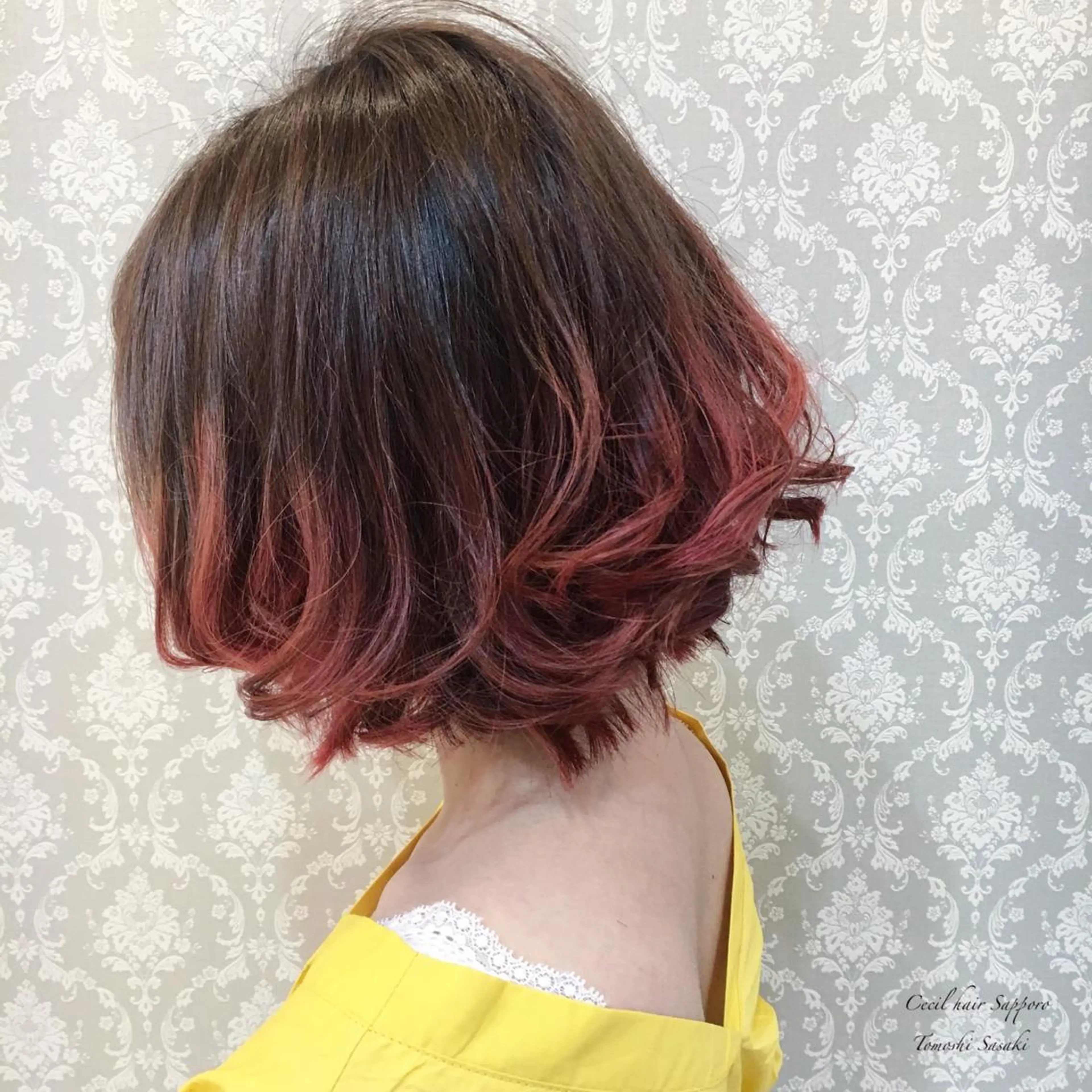 カラー グラデーションカラー ピンクカラー ササキ トモシのヘアスタイル