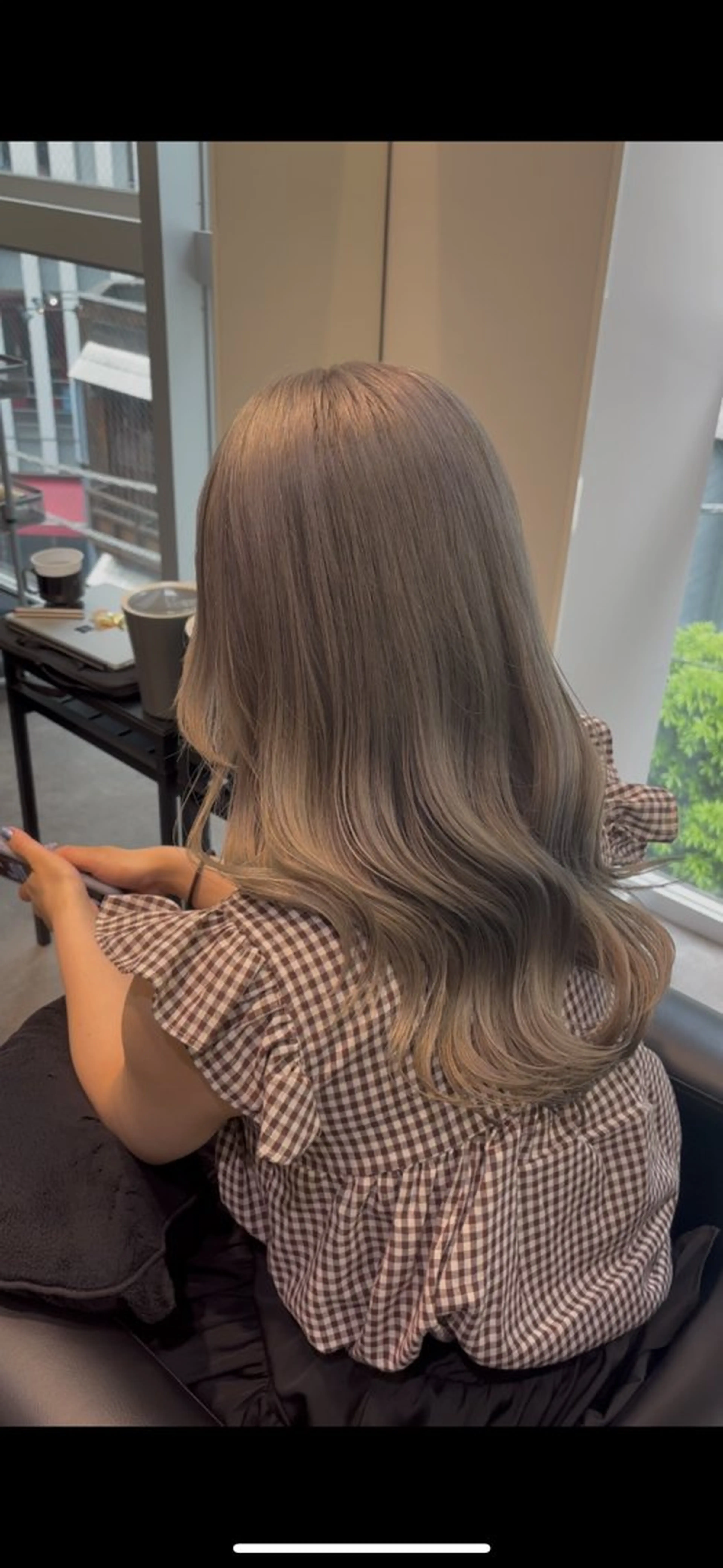 ロング カラー ブリーチ ブロンド ホワイトブロンド 縮毛矯正 ブリーチなし ダブルカラー/ゆなのヘアスタイル