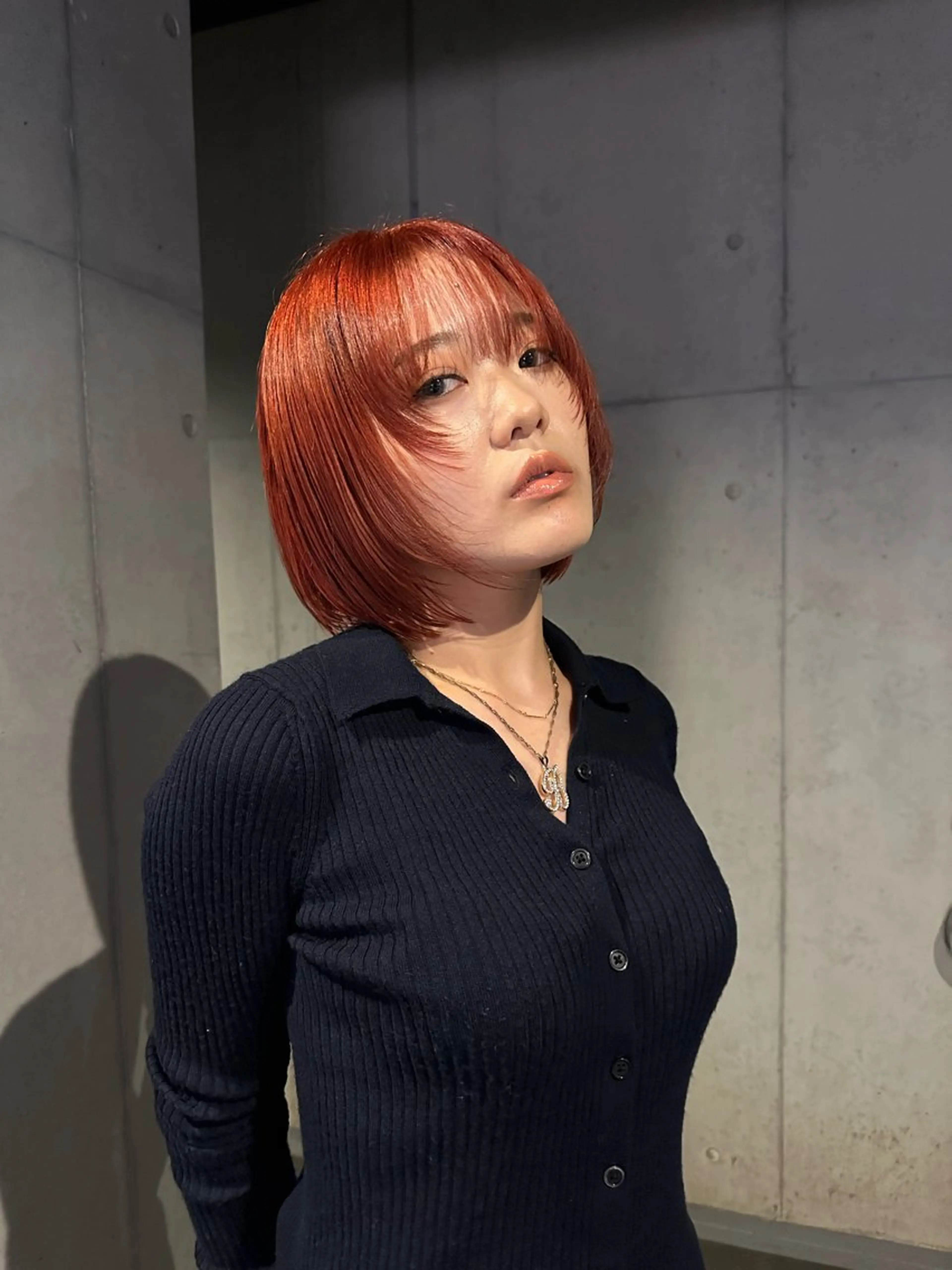 ショート カラー ボブレイヤー オレンジ ボブ 顔まわりレイヤー レイヤーカット カット ヘアカラー 《ウルフ/レイヤー/ 似合わせ》山本祐輔のヘアスタイル