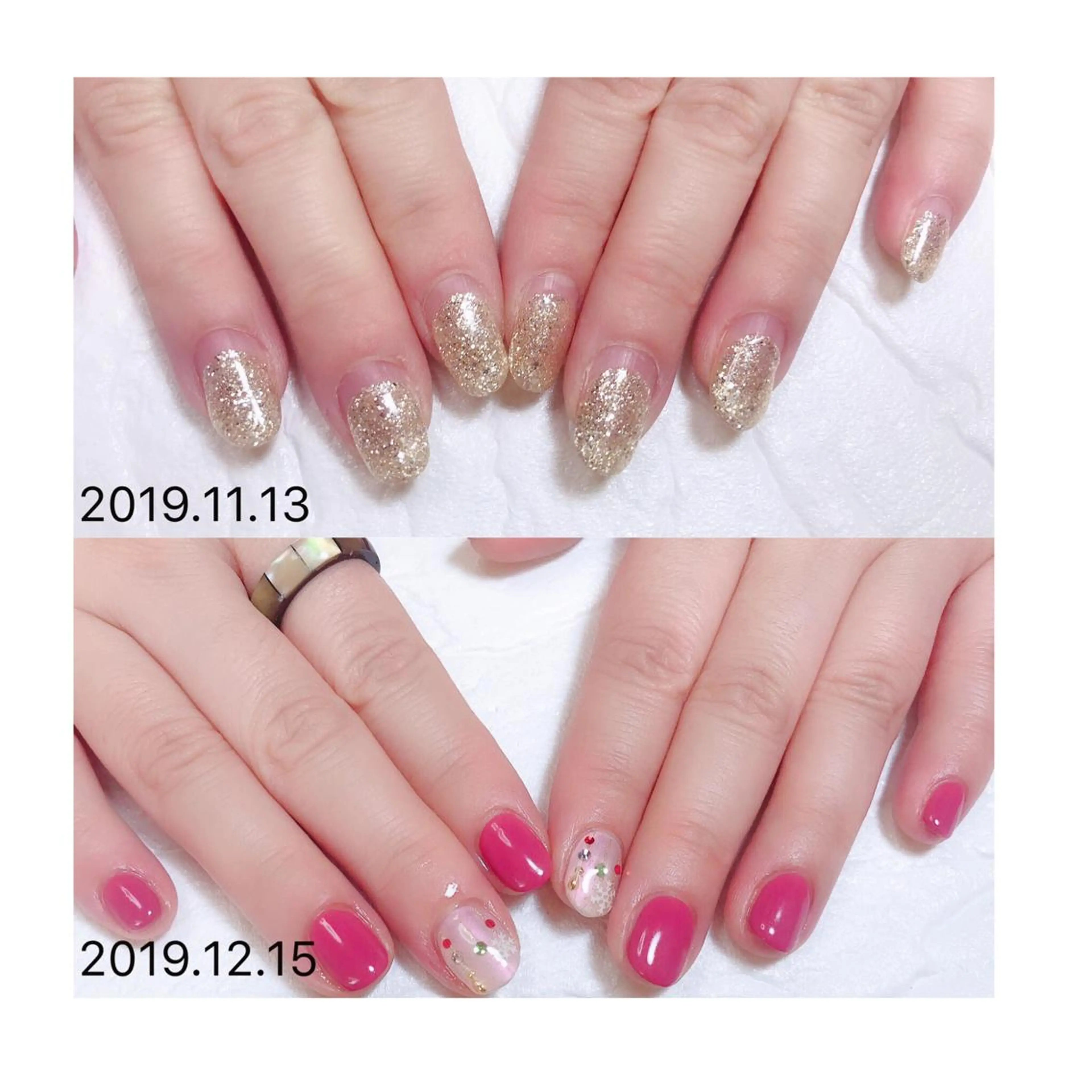 ショート ネイル クリスマス ジェルネイル ニュアンスネイル オフィスネイル ワンカラーネイル 👑enen style👑のネイルデザイン