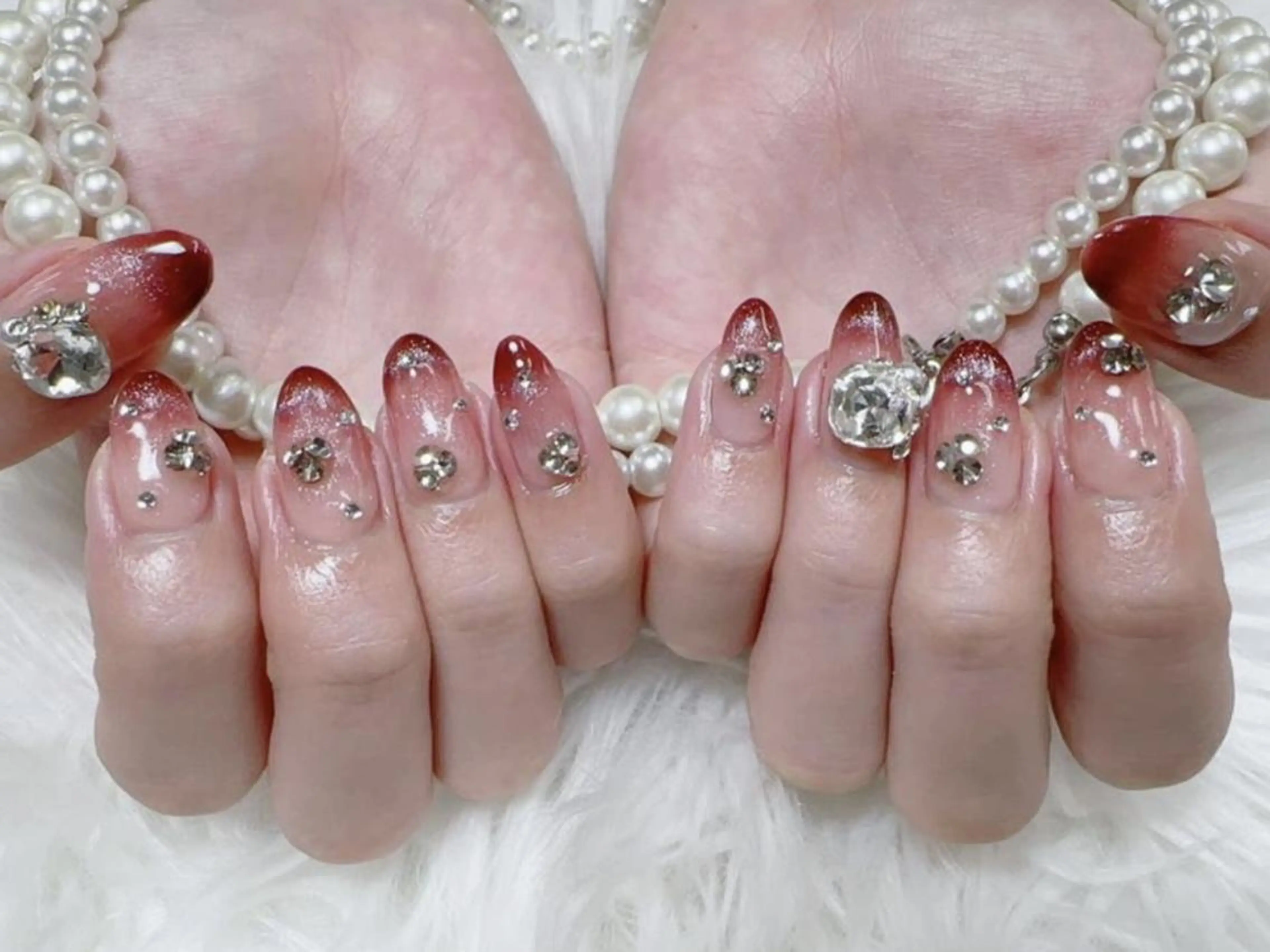 メンズ ネイル アートネイル フレンチネイル ジェルネイル キラキラネイル パラジェル Bloom kabukiのネイルデザイン