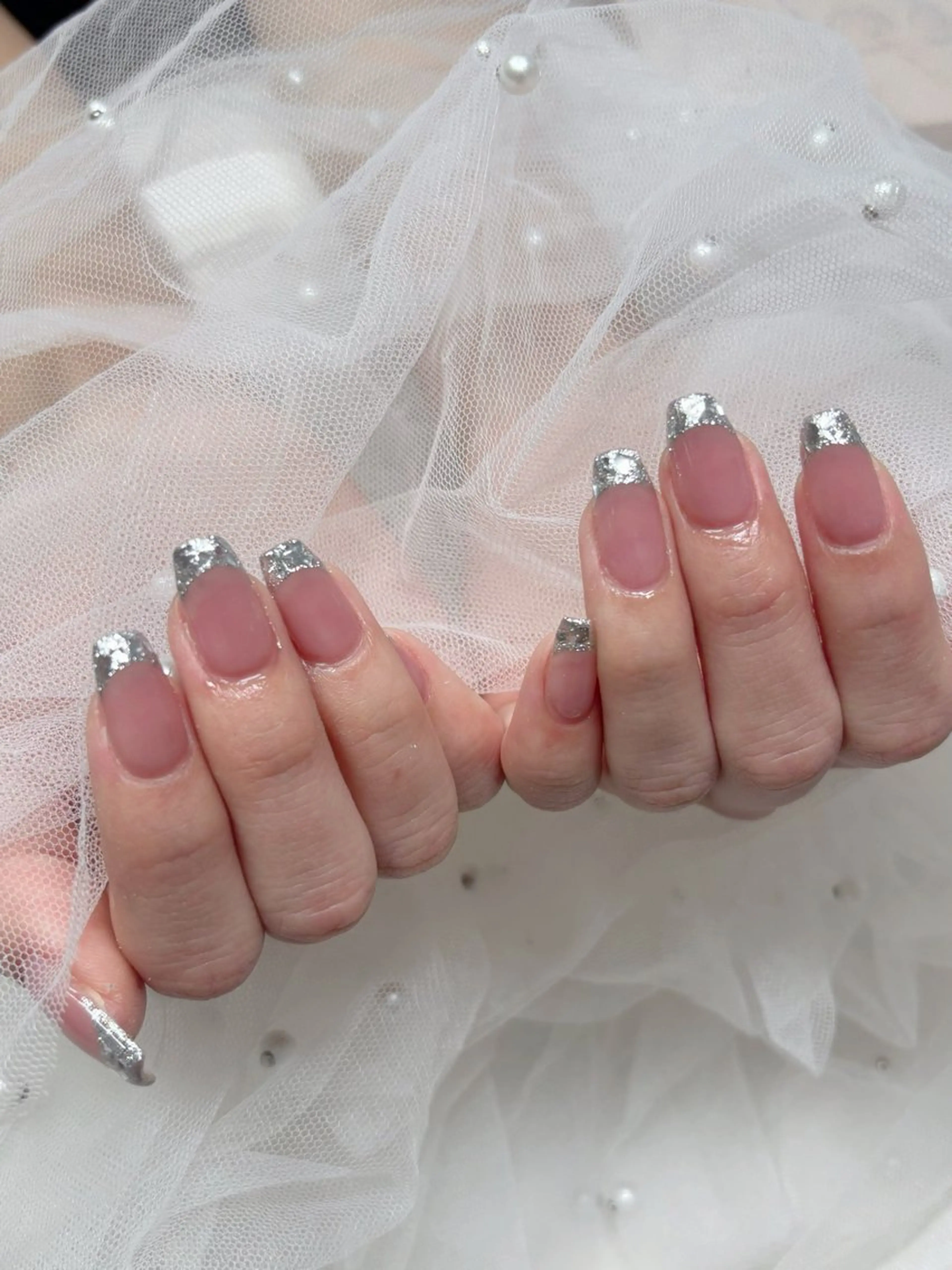 ネイル フレンチネイル ガラスフレンチ ハンドネイル NAILIST Mana💋のネイルデザイン