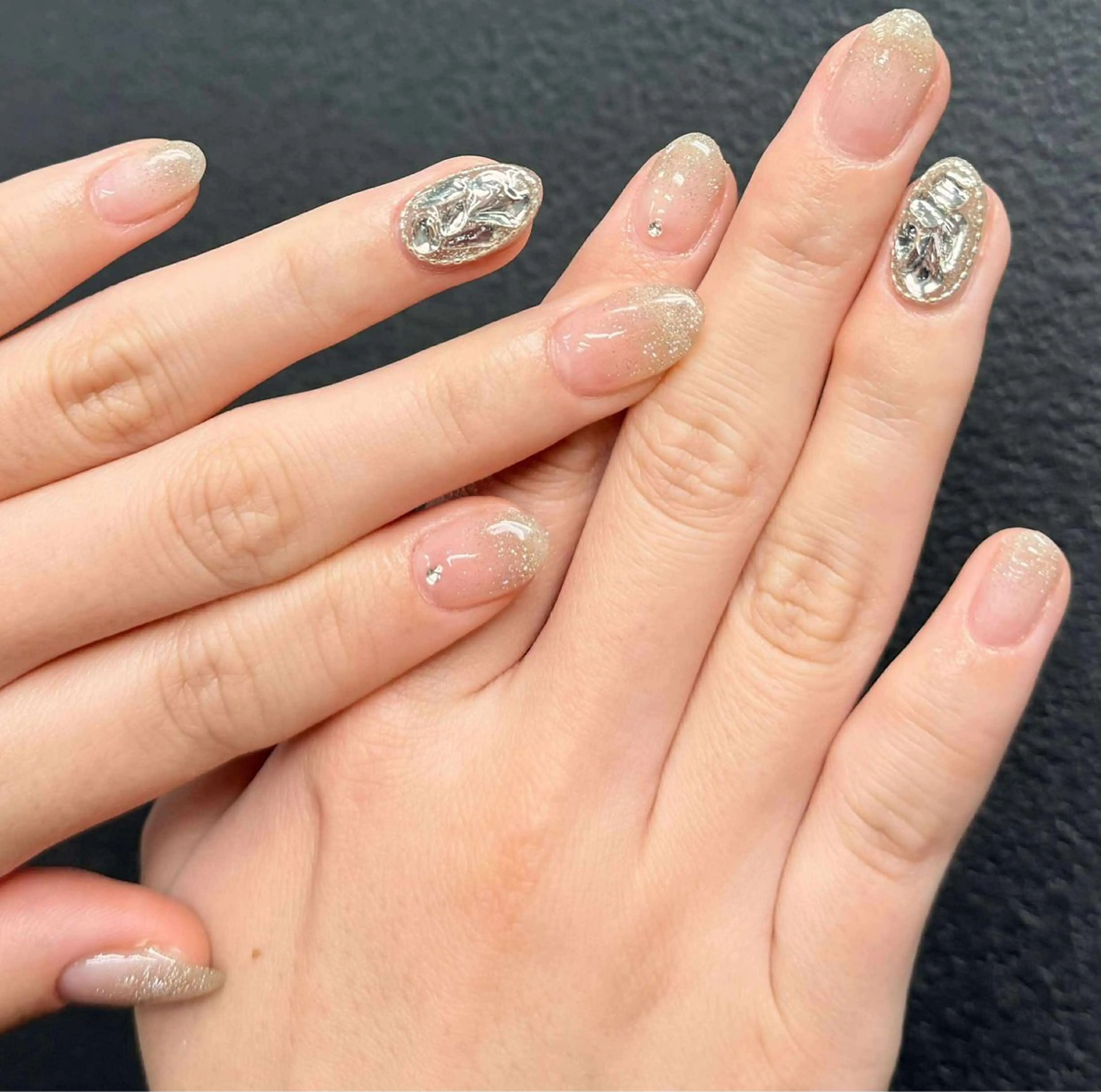 ネイル 韓国ネイル 持ち込み ニュアンスネイル ネイルチップ 冬ネイル RINN ANA.CHUOのネイルデザイン