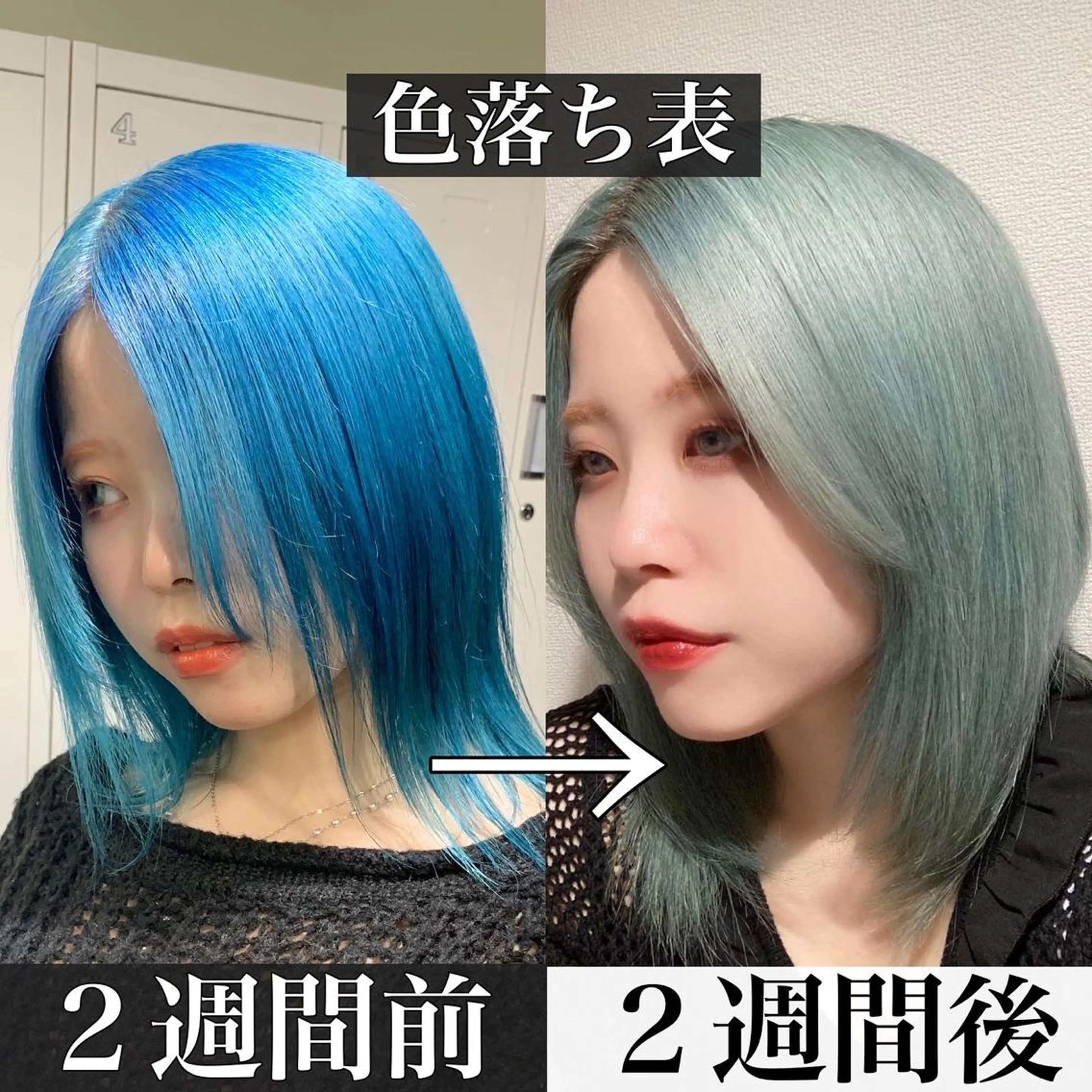 ミディアム カラー ミント ミントグリーン 中性ウルフカット ケアブリーチ/ケイトのヘアスタイル