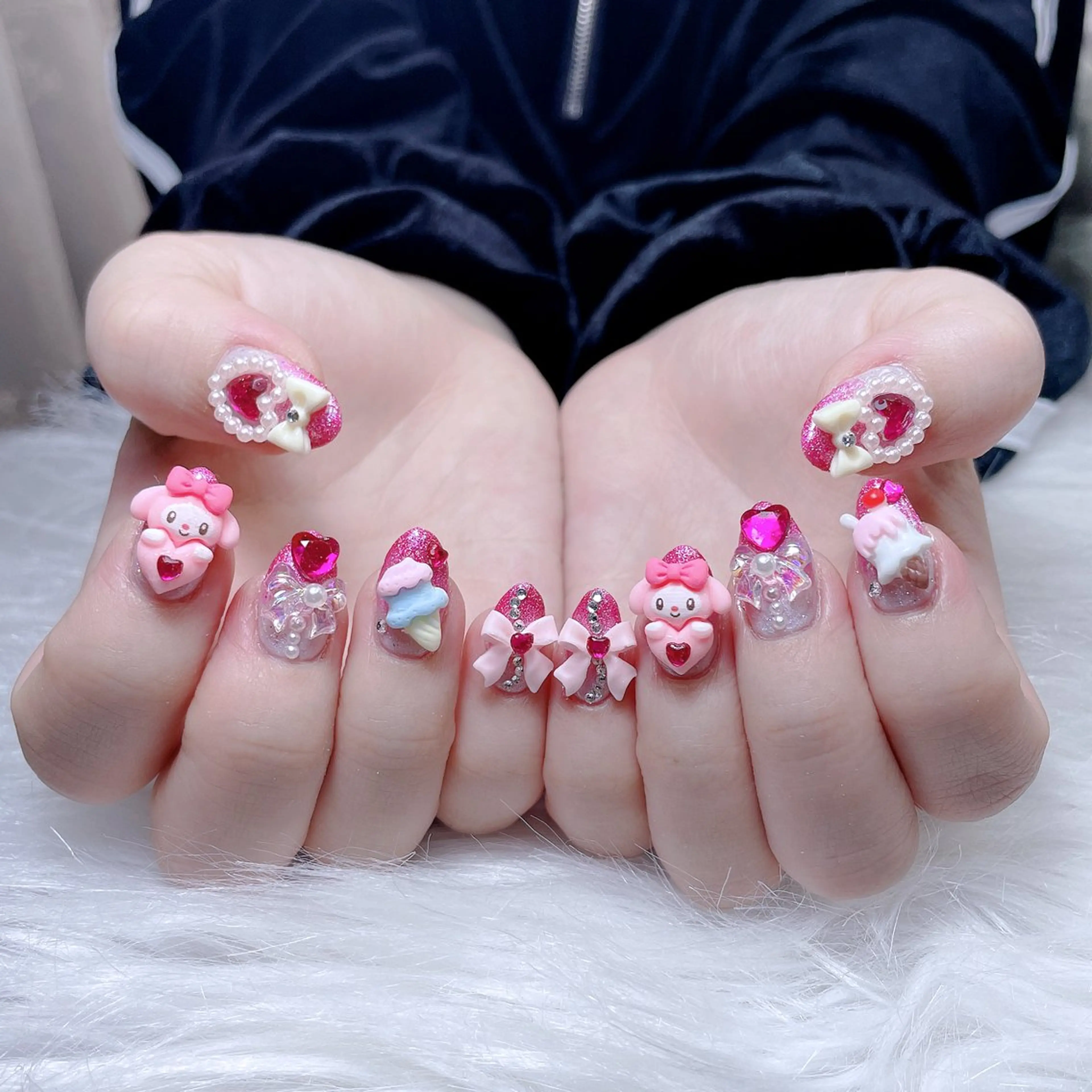 ネイル ハート 韓国ネイル スカルプネイル 夏ネイル ワンホンネイル フットネイル Melody Nail所属・Melody  3D/スカルプ専門店のネイルデザイン