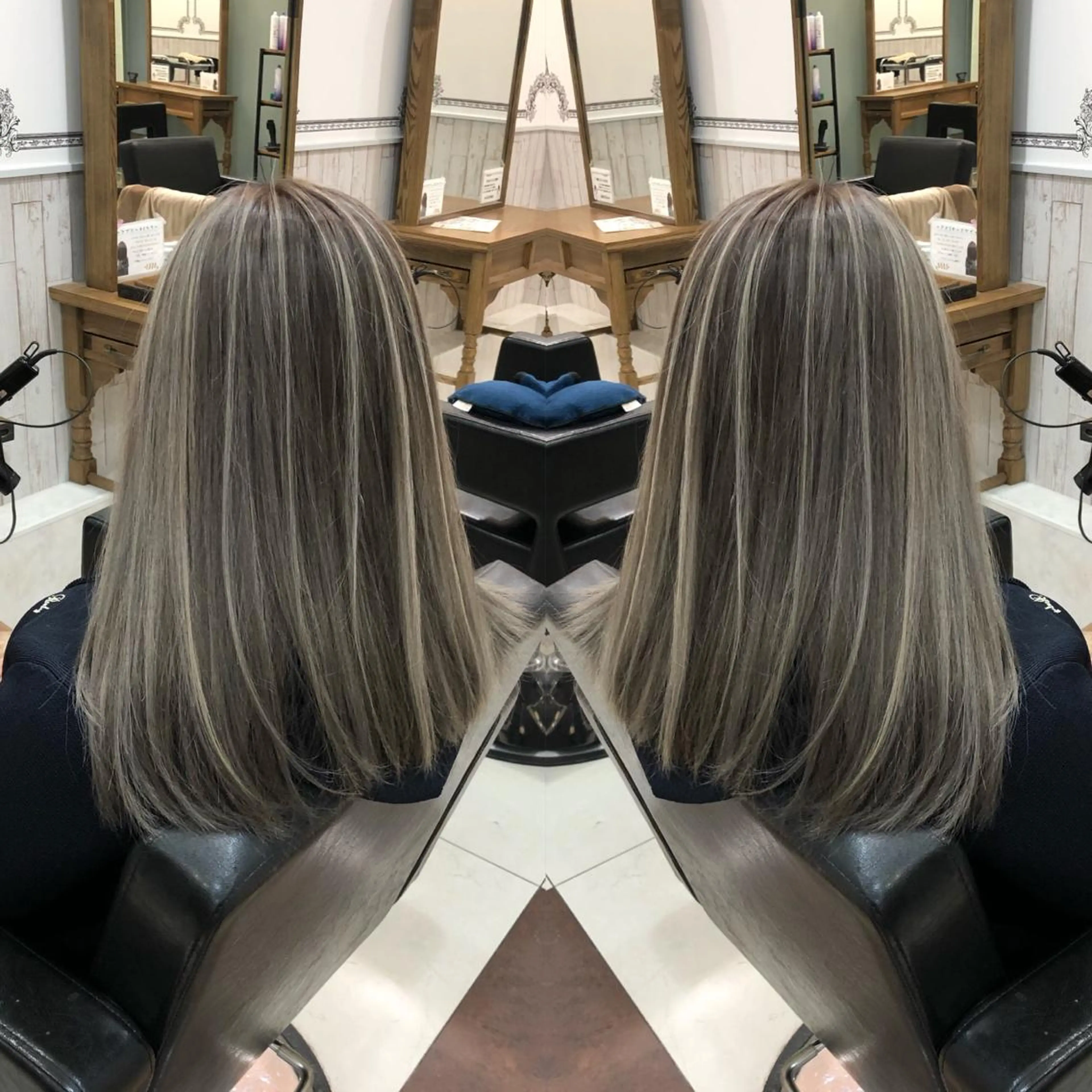 セミロング レイヤーカット ヘアカラー 得能 雅人のヘアスタイル