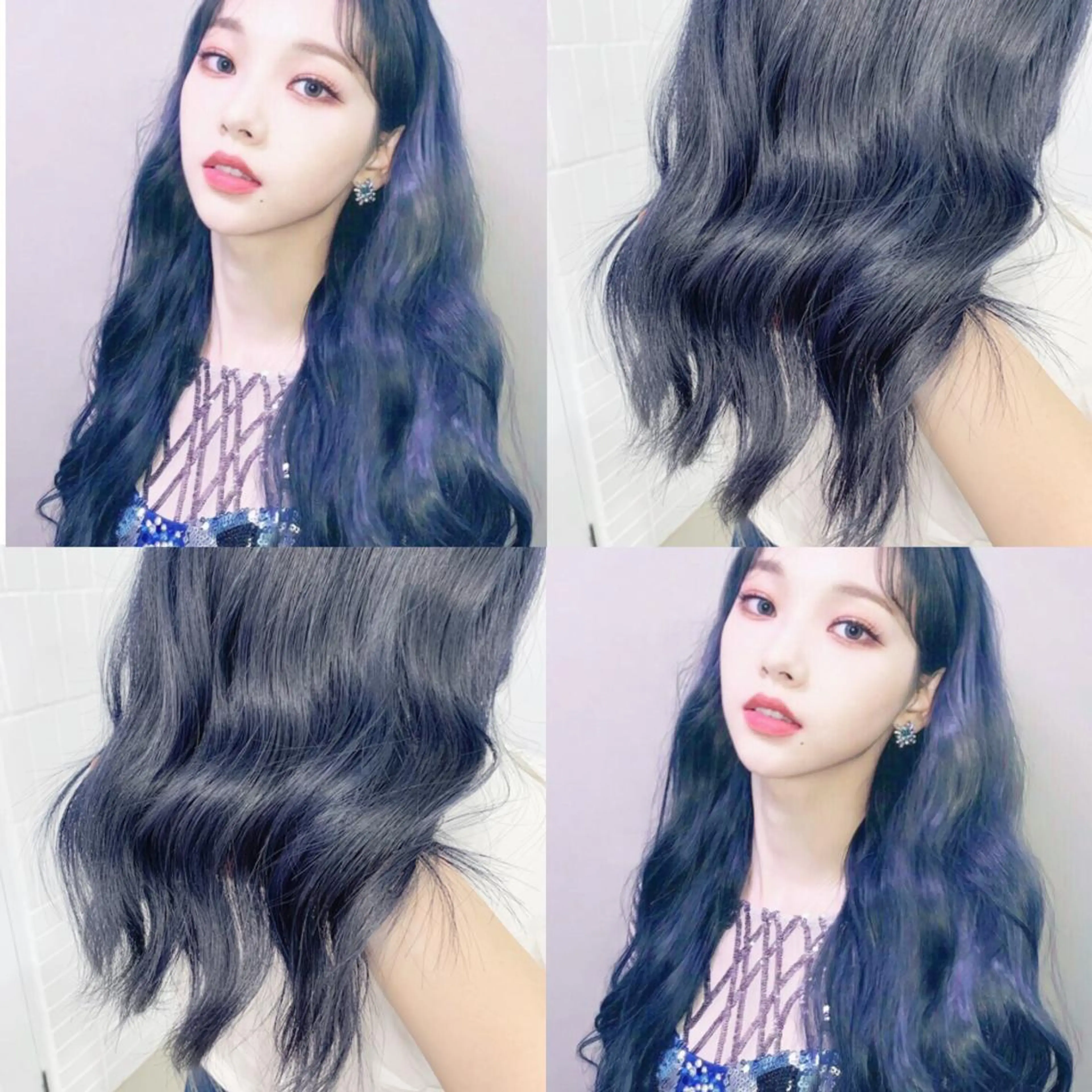 ミディアム カラー ヘアアレンジ ブルーカラー ネイビーカラー 🍒暖色✖️レイヤー ／Haruna🍒のヘアスタイル