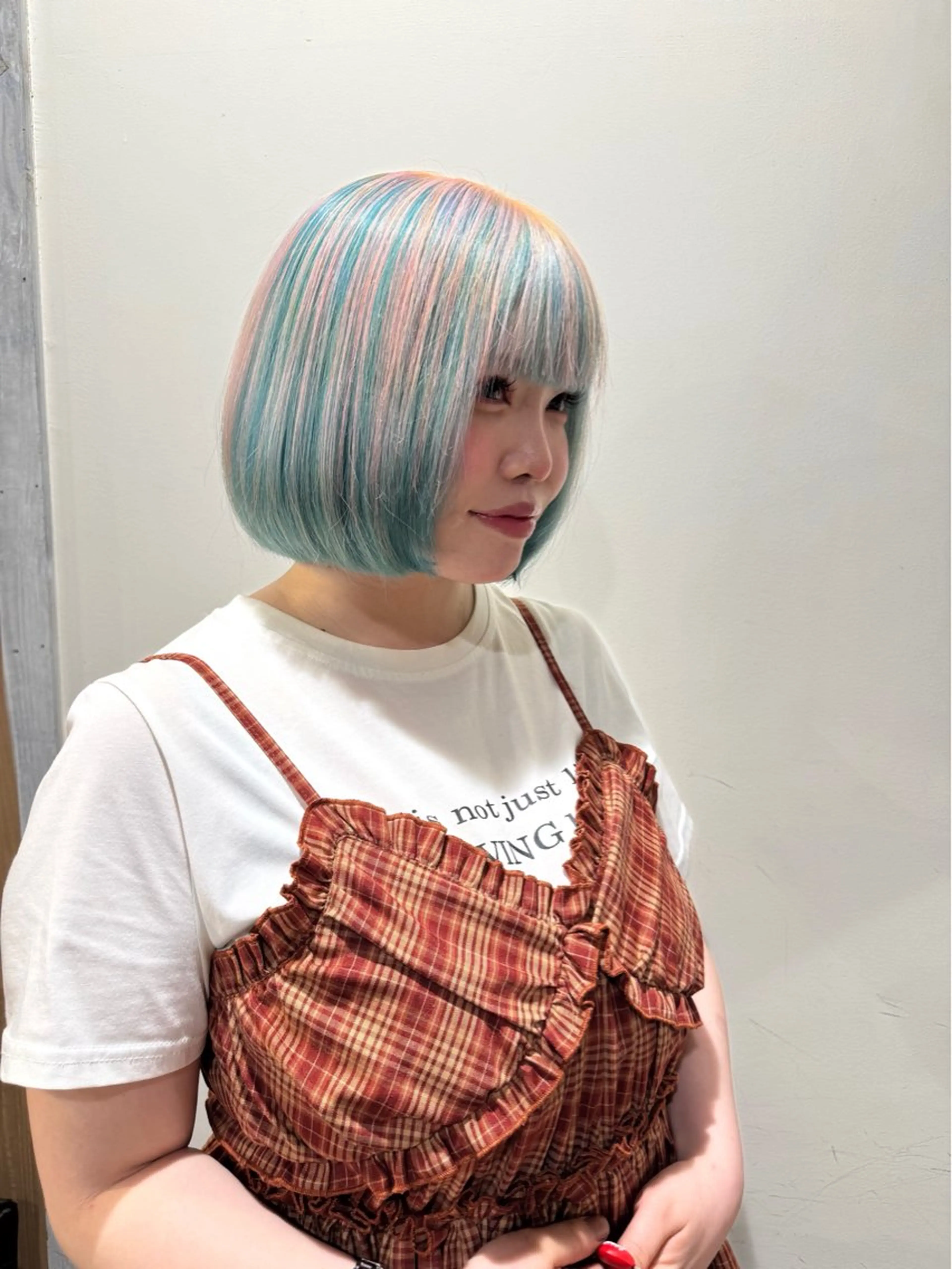 カラー ブリーチ ブルーカラー デザインカラー ミント ピンクカラー 美容室MOMO 柏所属・🦄心でカット🦄 🌈まさきうらん🌈のヘアスタイル