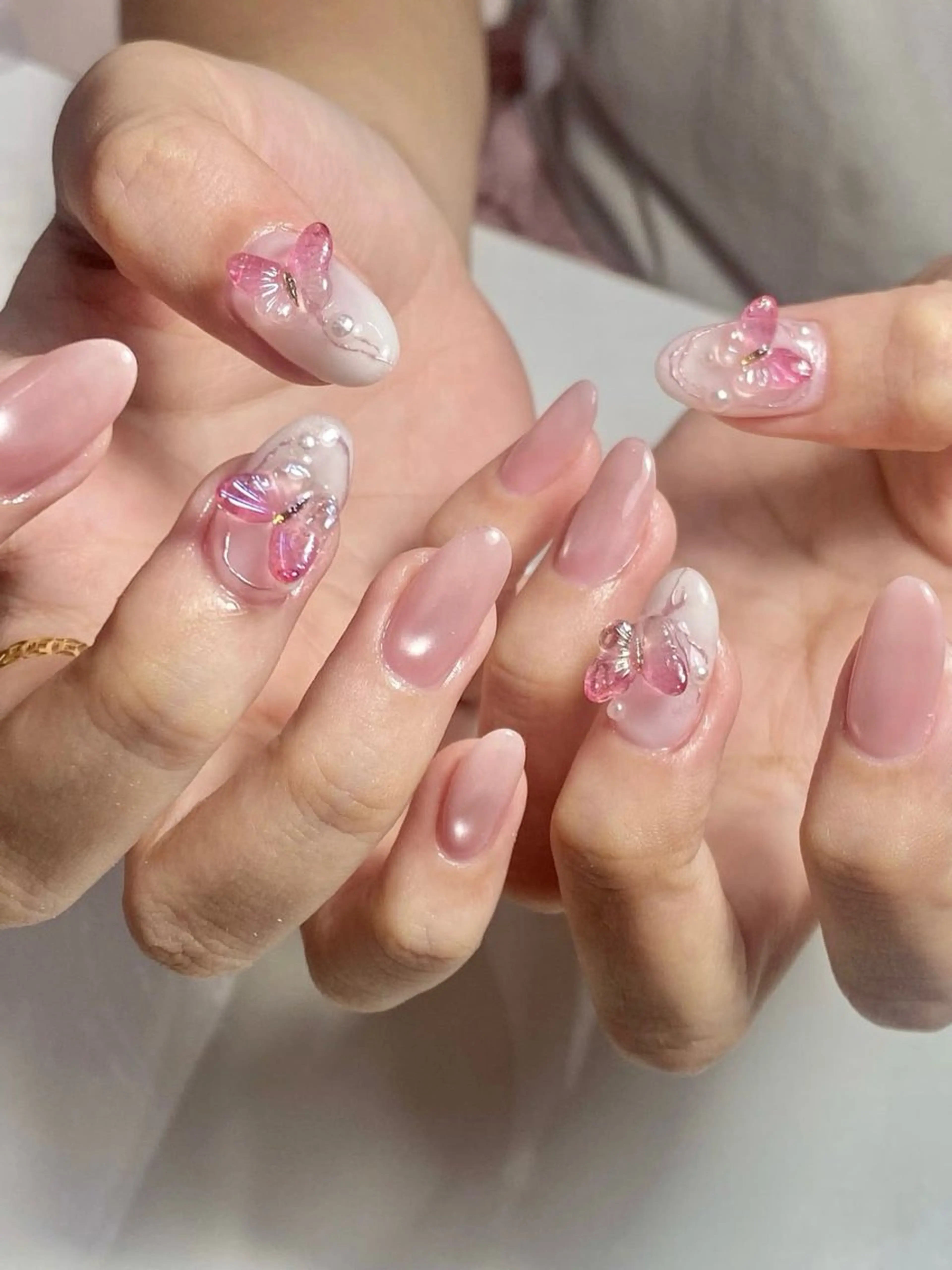 ネイル アートネイル オーロラネイル ブルー チークネイル フットネイル ハンドネイル NAILS168 新大久保店のネイルデザイン