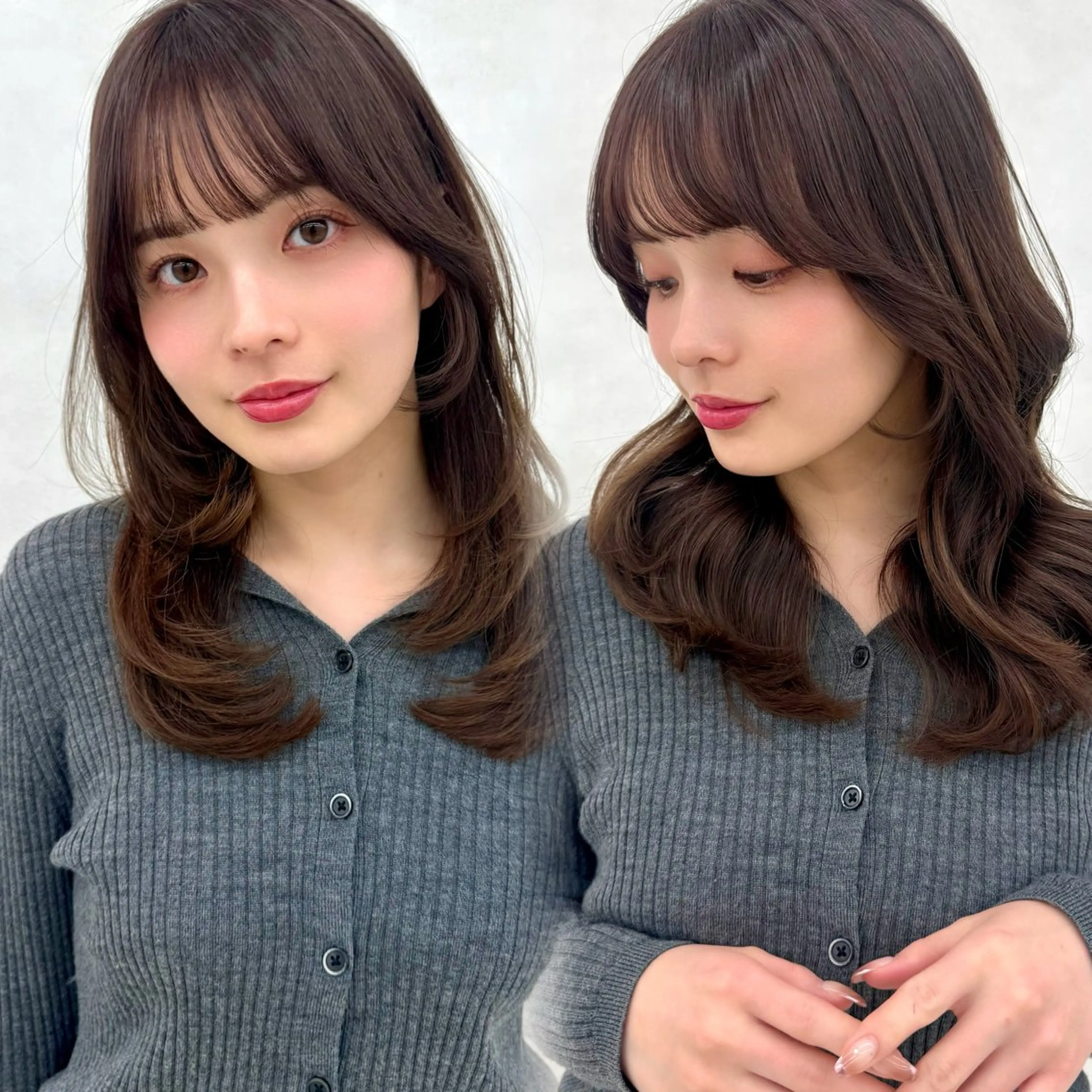 セミロング カラー 韓国ヘア🇰🇷透明 感カラー/yui💞のヘアスタイル